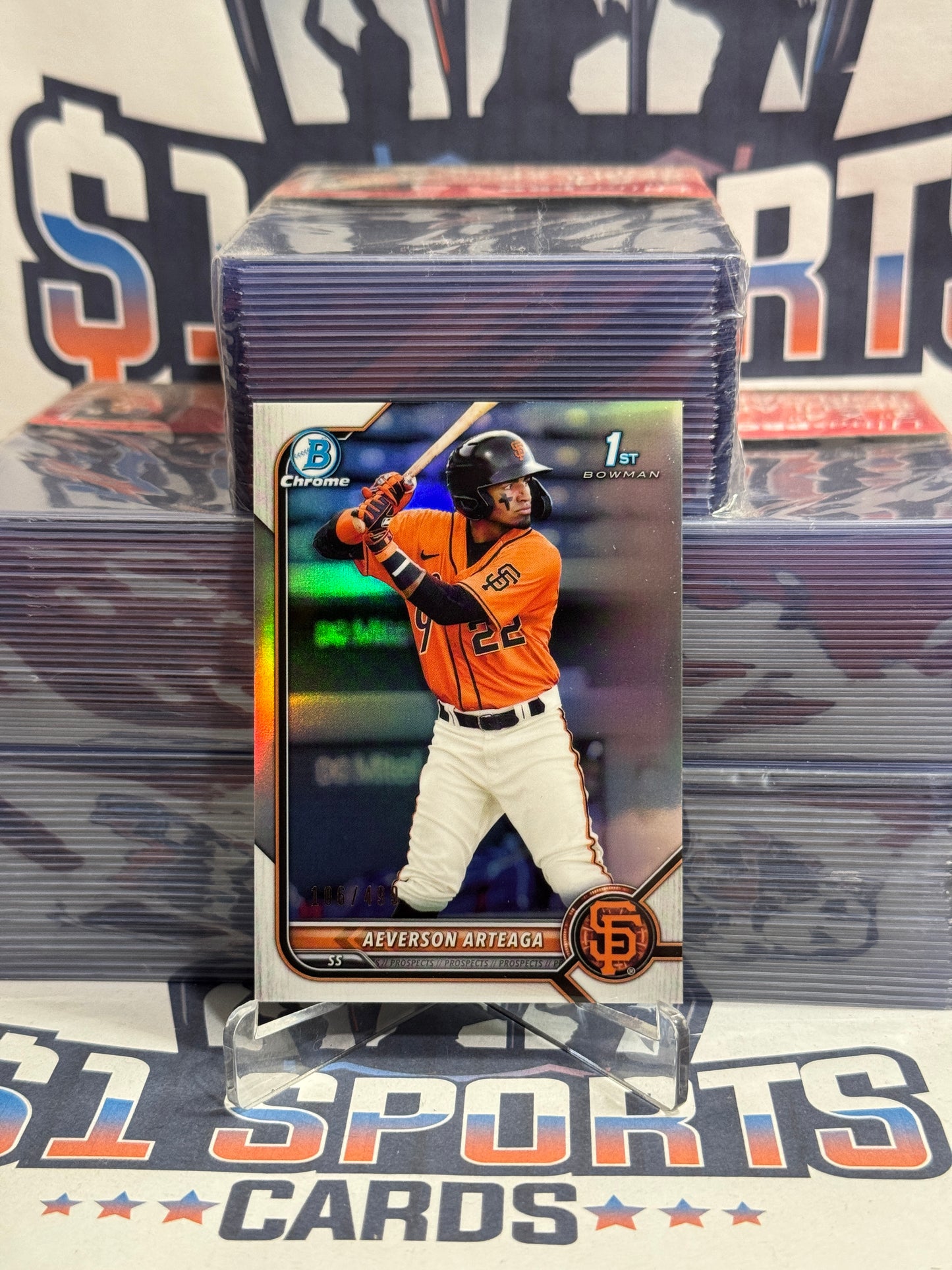 2022 Bowman Chrome Prospects (Refractor, 1st Bowman 106/499) Aeverson Arteaga #BCP-22