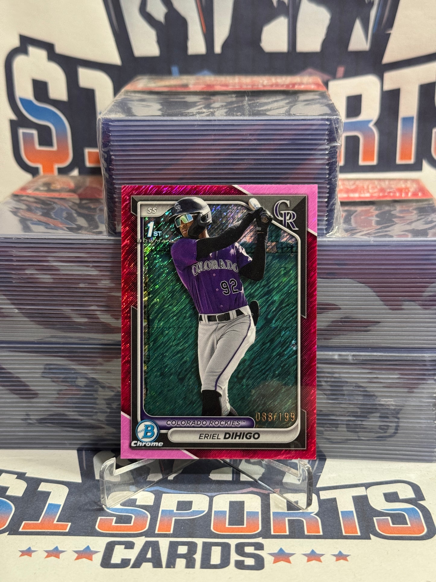 2024 Bowman Chrome Prospects (Pink Shimmer Refractor, 1st Bowman 88/199) Eriel Dihigo #BCP-200