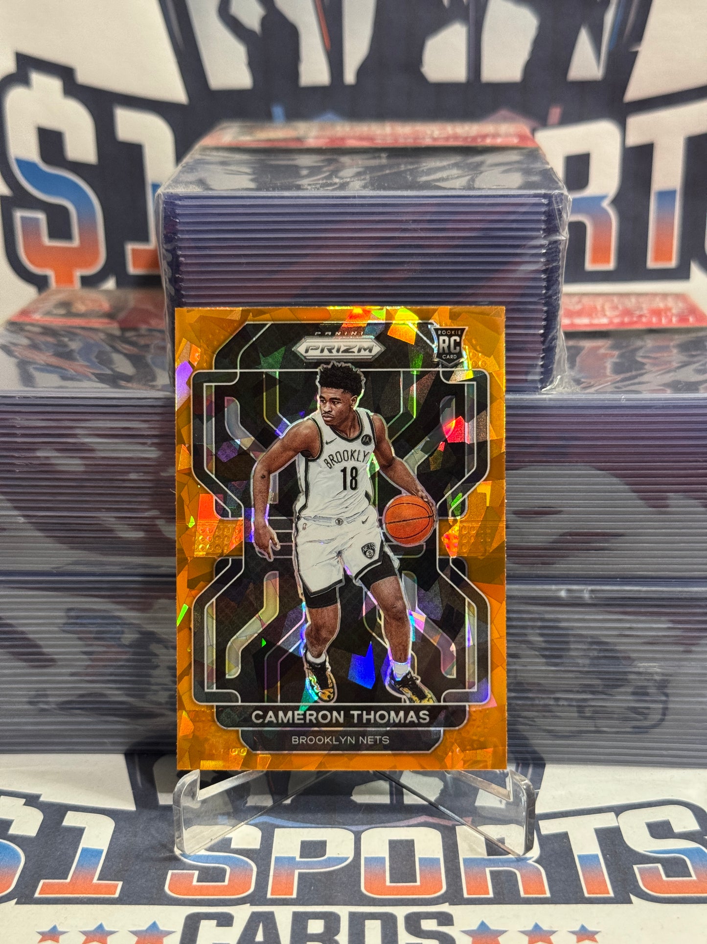 2021 Panini Prizm (Orange Ice Prizm) Cameron Thomas Rookie #297