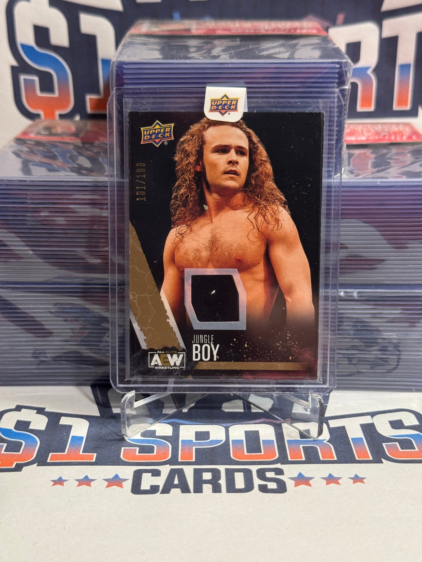 2021 Upper Deck AEW (Gold, Rookie Relic 101/199) Jungle Boy #23