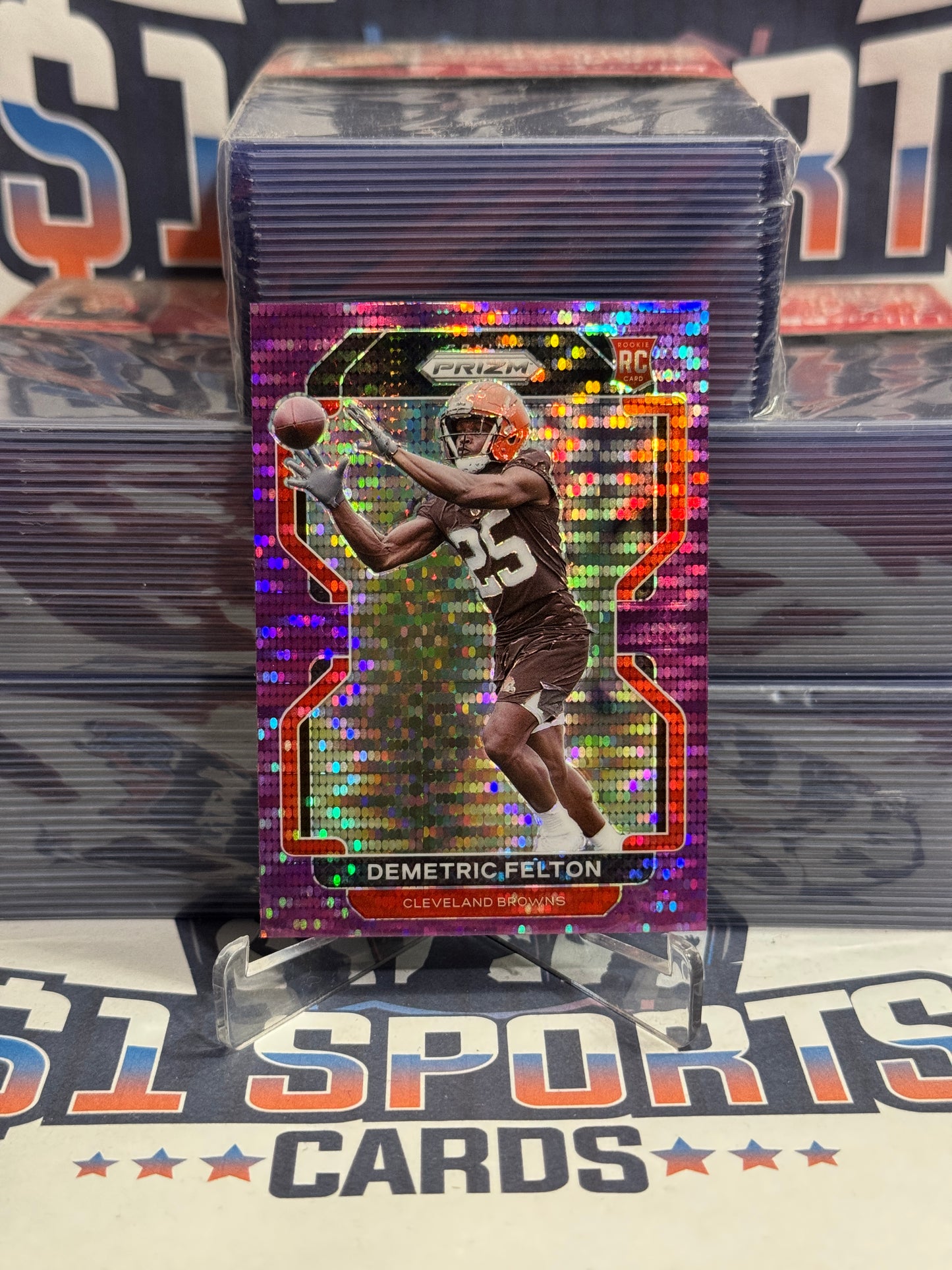 2021 Panini Prizm (Purple Pulsar Prizm) Demetric Felton Rookie #411