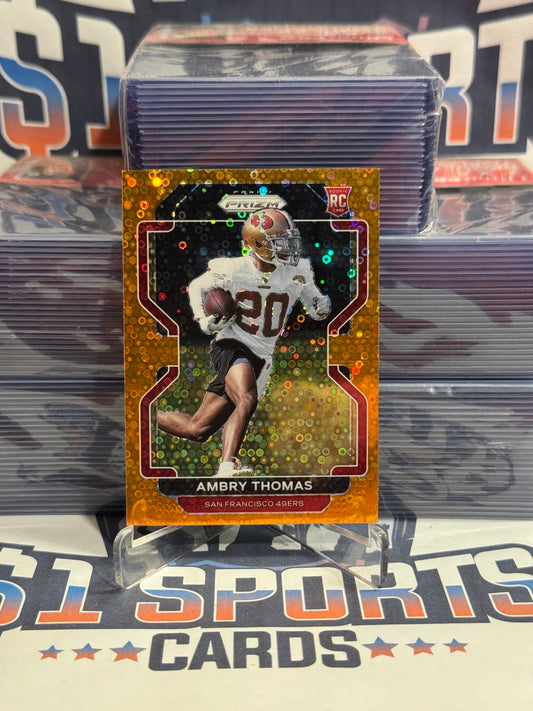 2021 Panini Prizm (Orange Disco Prizm) Ambry Thomas Rookie #439