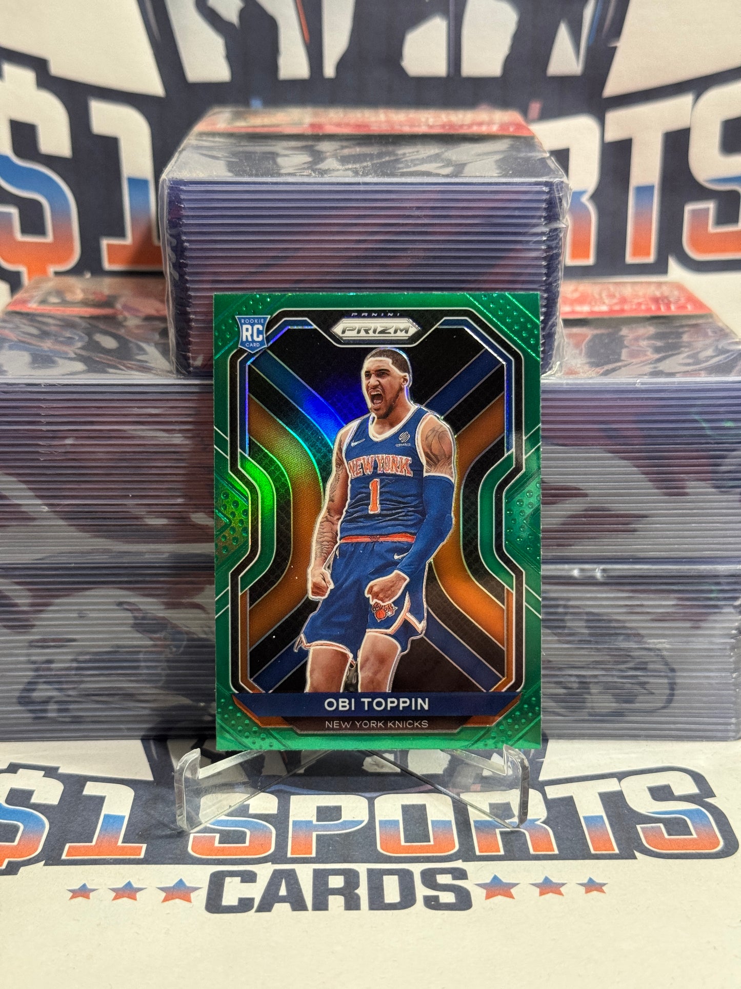 2020 Panini Prizm (Green Prizm) Obi Toppin Rookie #280