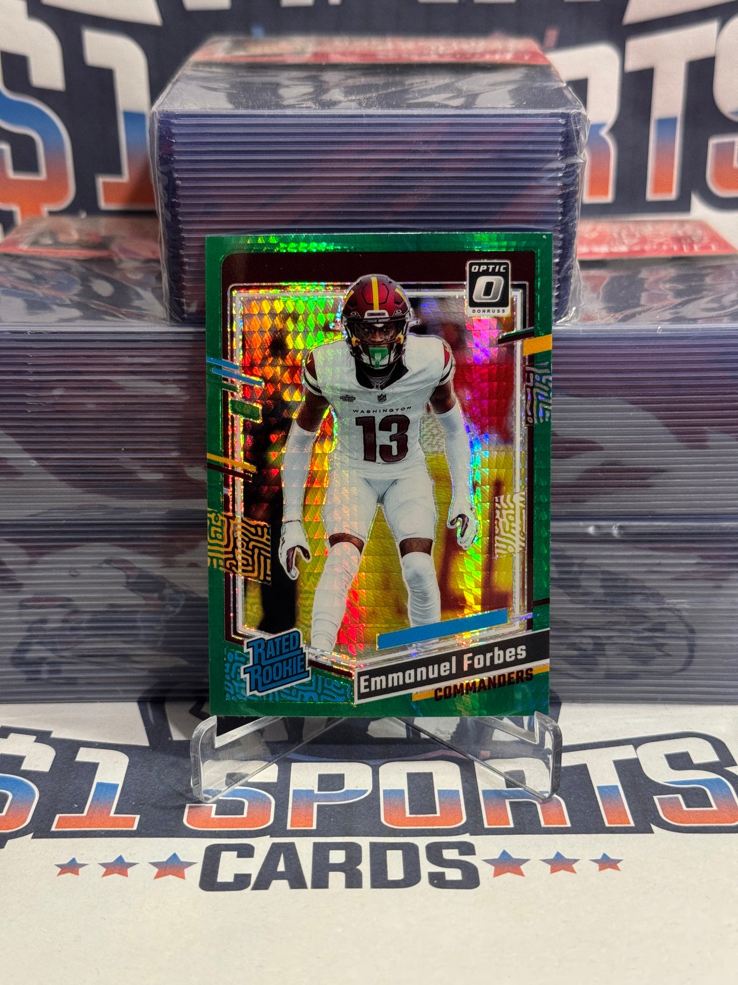 2023 Donruss Optic (Hyper Green Prizm, Rated Rookie) Emmanuel Forbes #299