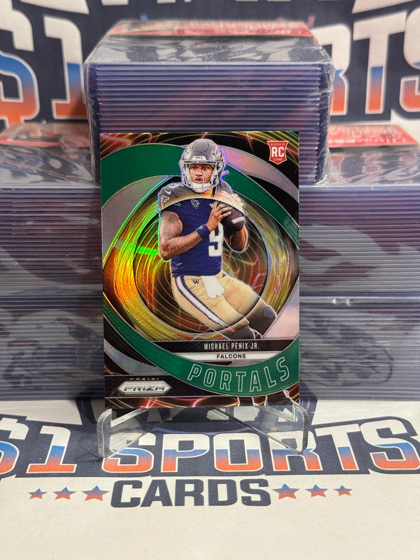 2024 Panini Prizm (Green Prizm, Portals) Michael Penix Jr. Rookie #6