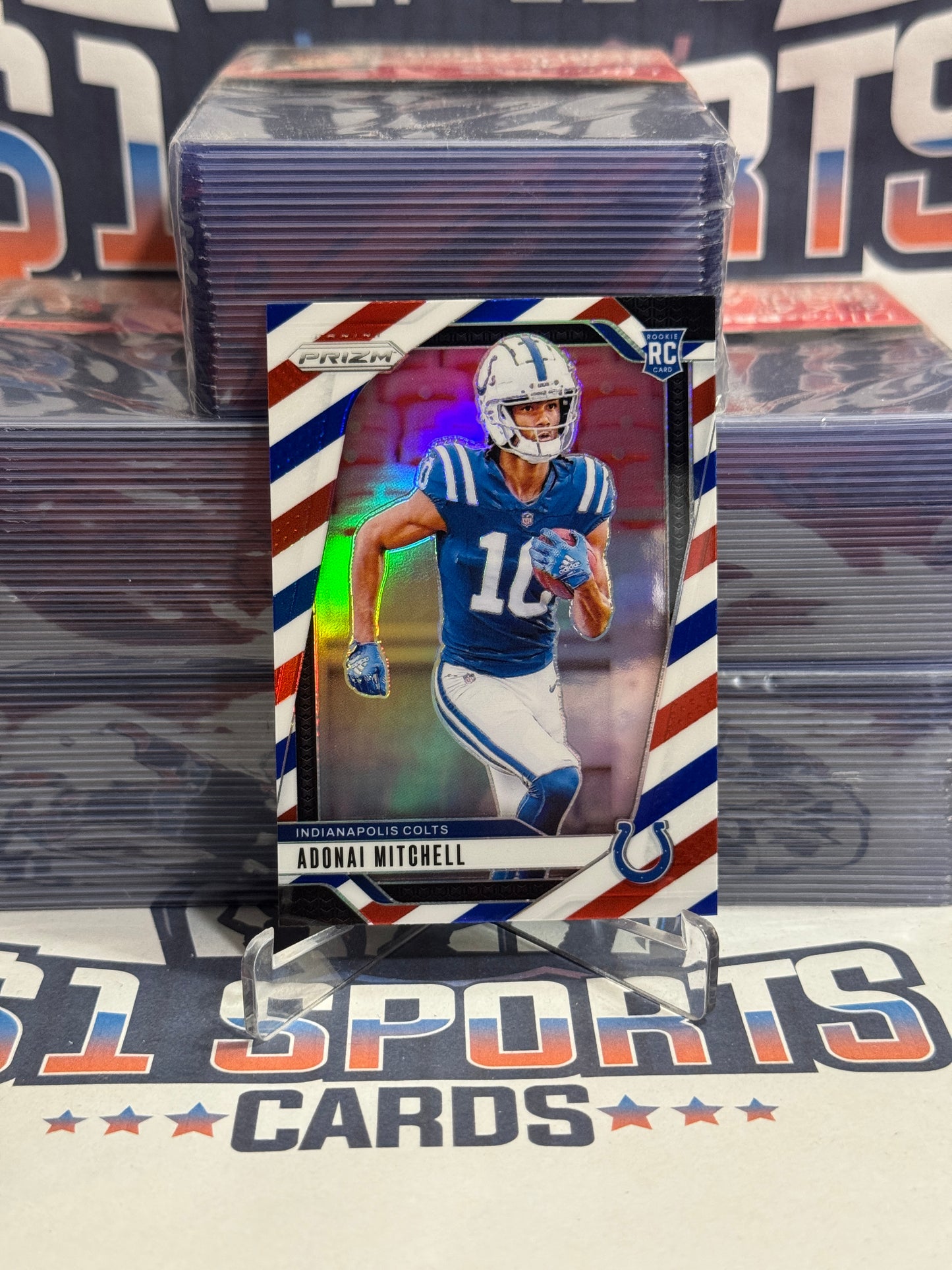 2024 Panini Prizm (Red White Blue Prizm) Adonai Mitchell Rookie #303