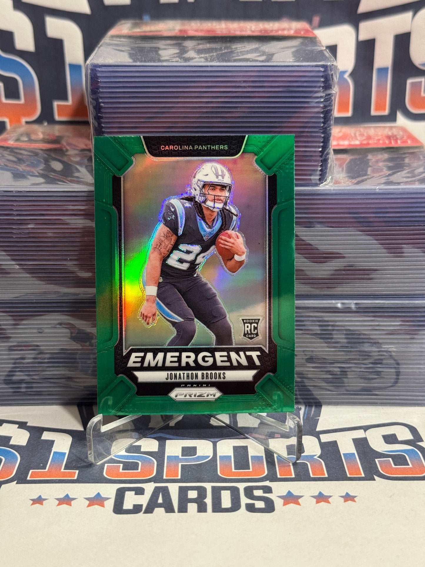 2024 Panini Prizm (Green Prizm, Emergent) Jonathan Brooks Rookie #9