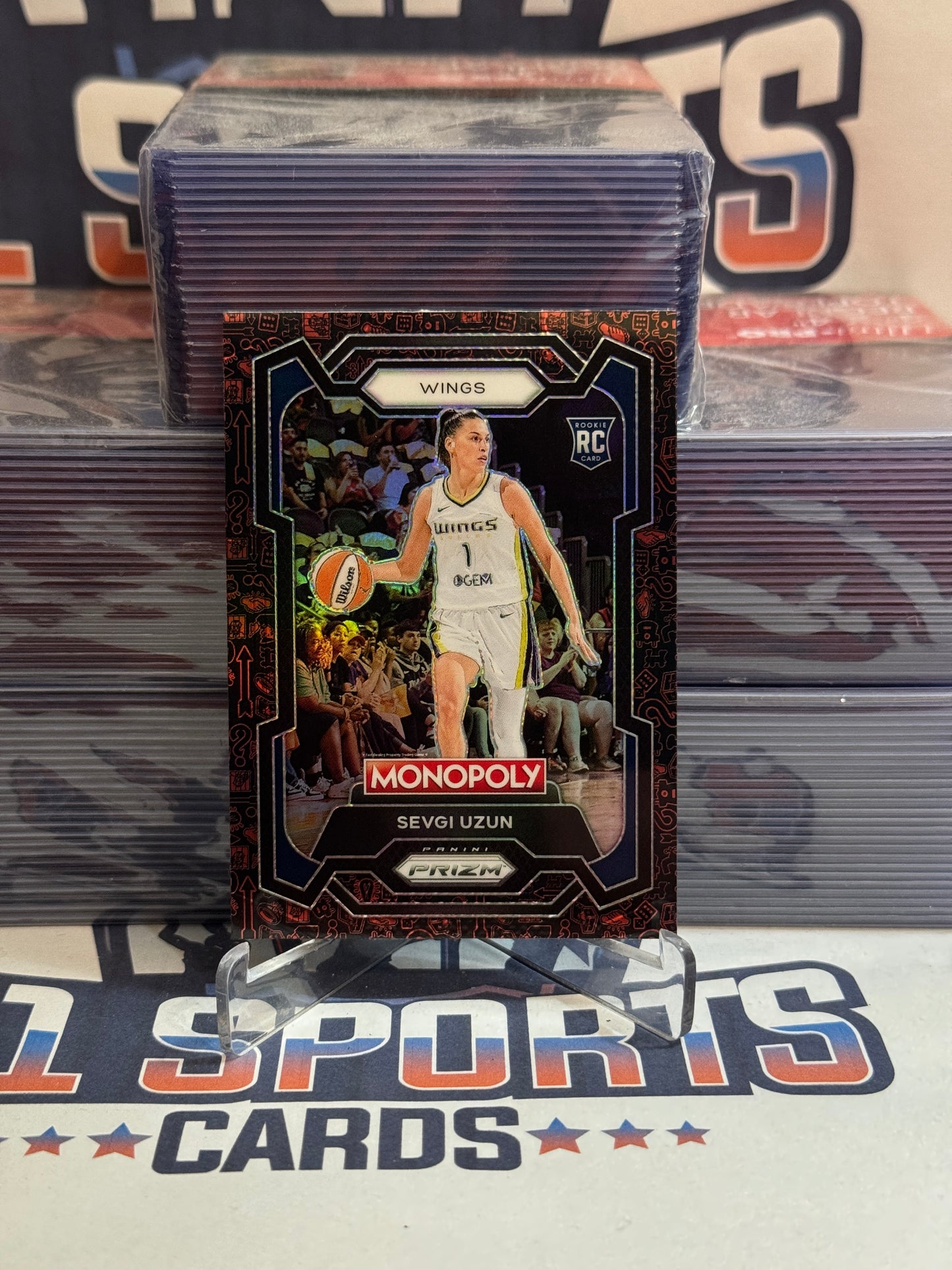 2024 Panini Prizm WNBA (Monopoly, Red Icons Prizm) Sevgi Uzun Rookie #22