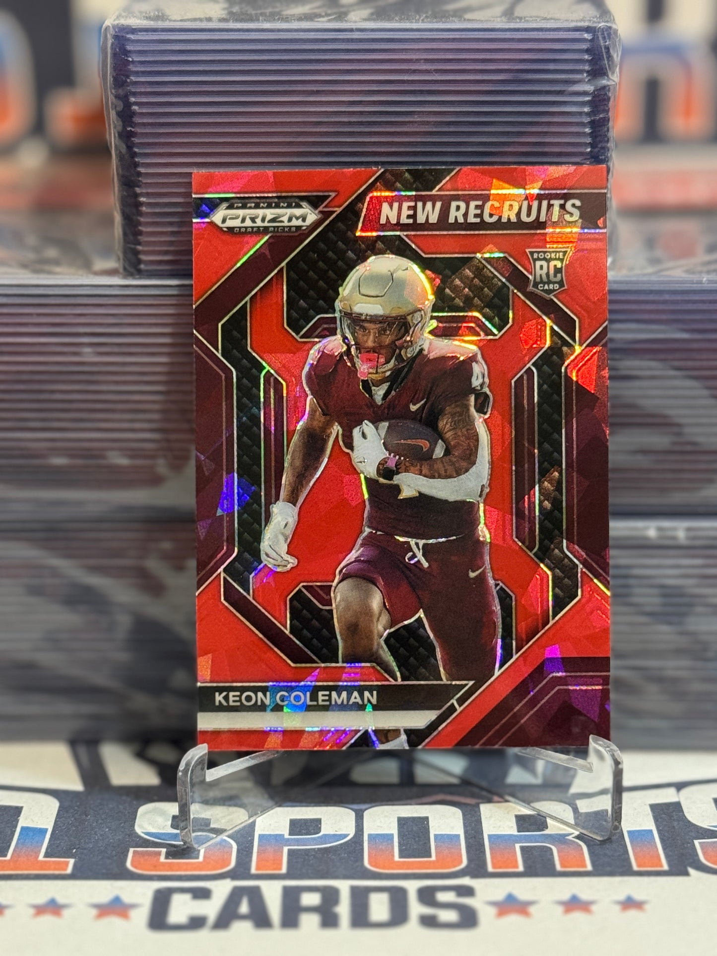 2024 Panini Prizm Draft Picks (Red Ice Prizm, New Recruits) Keon Coleman Rookie #NR-KCN