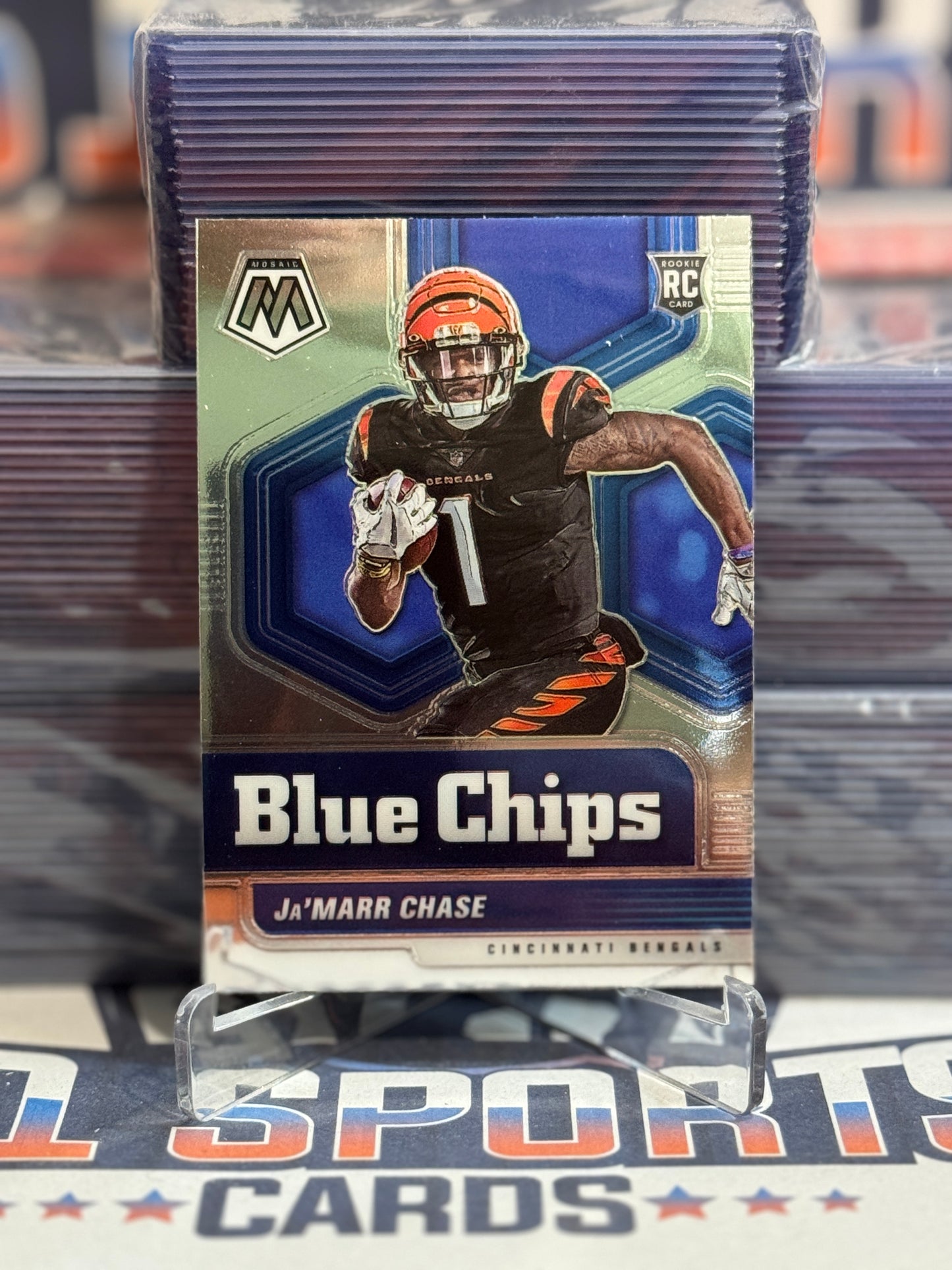 2021 Panini Mosaic (Blue Chips) Ja'Marr Chase Rookie #7