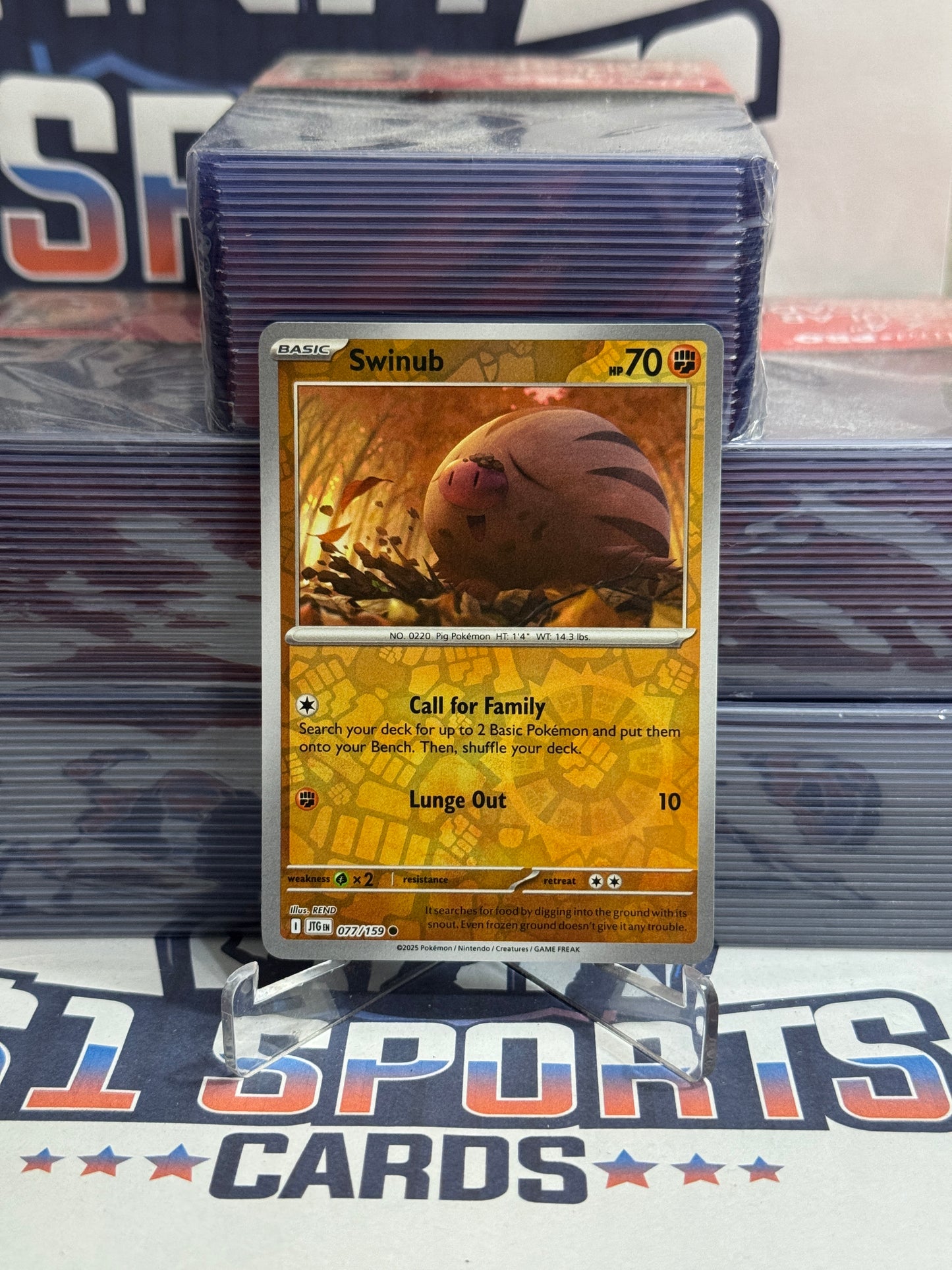 Pokemon TCG: Journey Together - Swinub (Reverse Holo, Common) #77