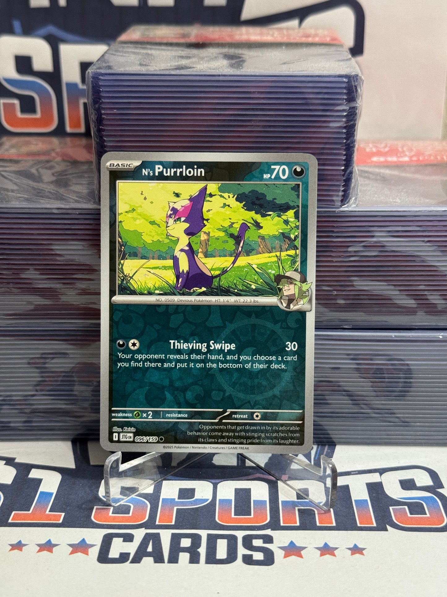 Pokemon TCG: Journey Together - N's Purrloin (Reverse Holo, Common) #96