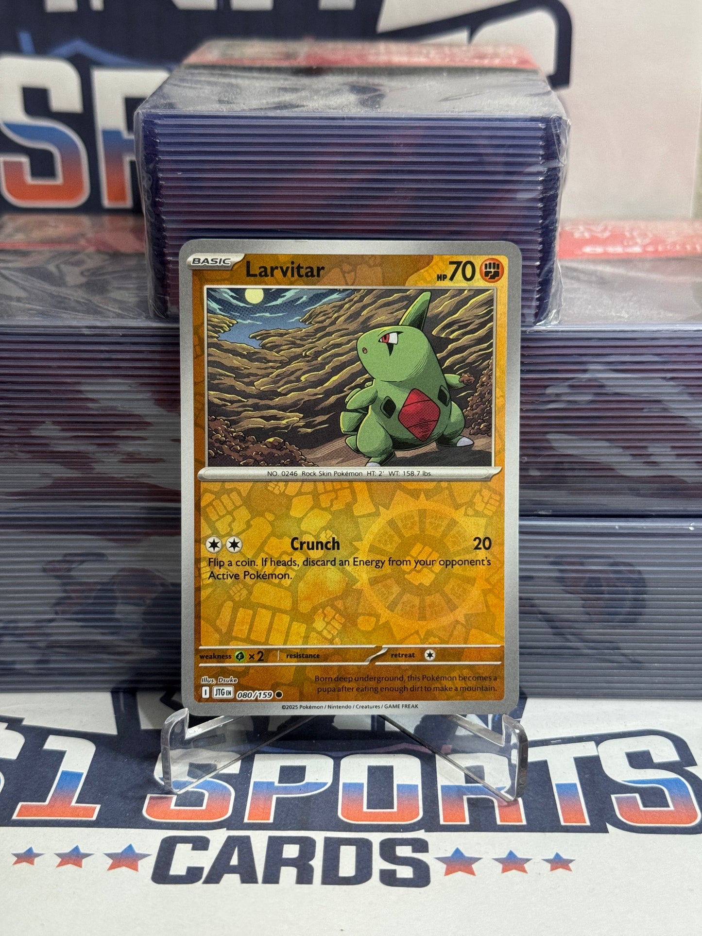 Pokemon TCG: Journey Together - Larvitar (Reverse Holo, Common) #80