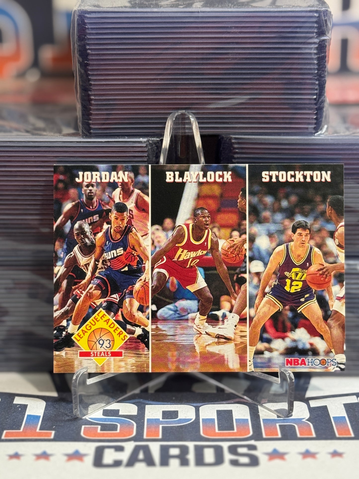 1993 NBA Hoops (Steals Leaders) Michael Jordan, John Stockton, Mookie Blaylock #289