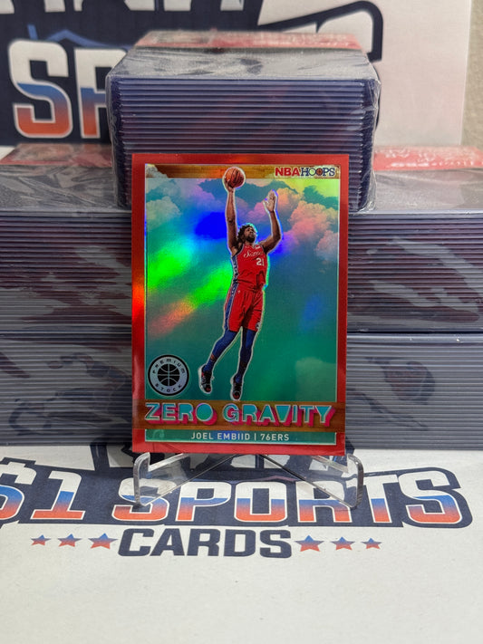 2019 NBA Hoops Premium Stock (Red Prizm, Zero Gravity) Joel Embiid #19