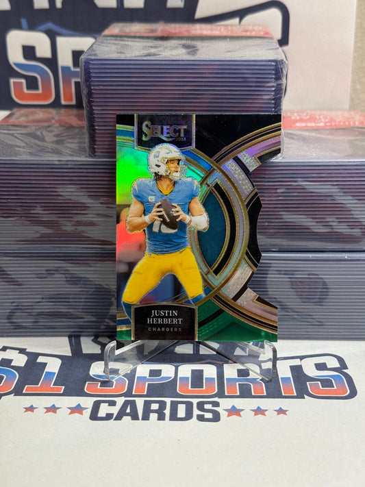 2023 Panini Select (Green White Yellow Die-Cut Prizm) Justin Herbert #136
