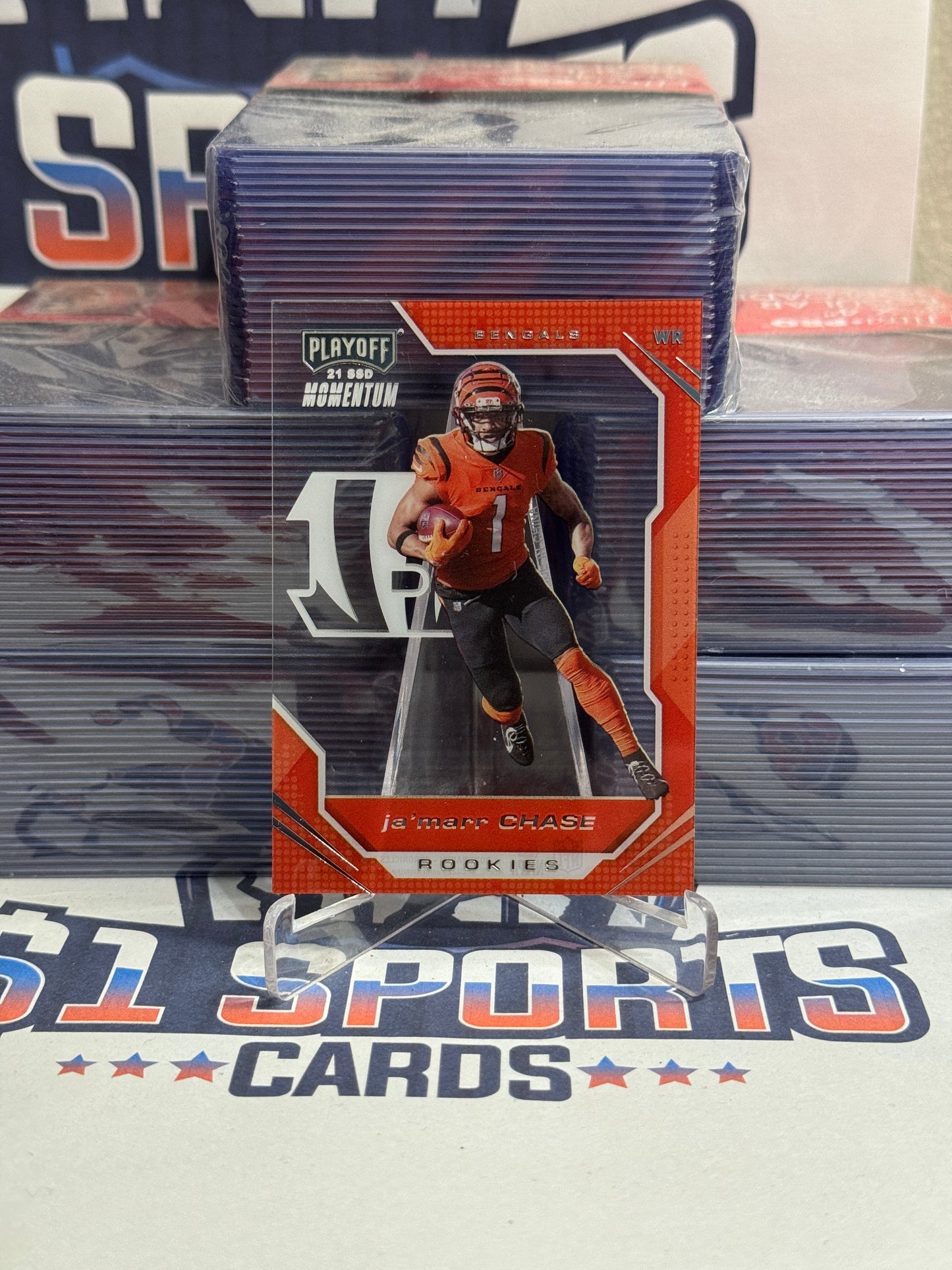 2021 Panini Chronicles (Playoff Momentum) Ja'Marr Chase Rookie #PMR-5