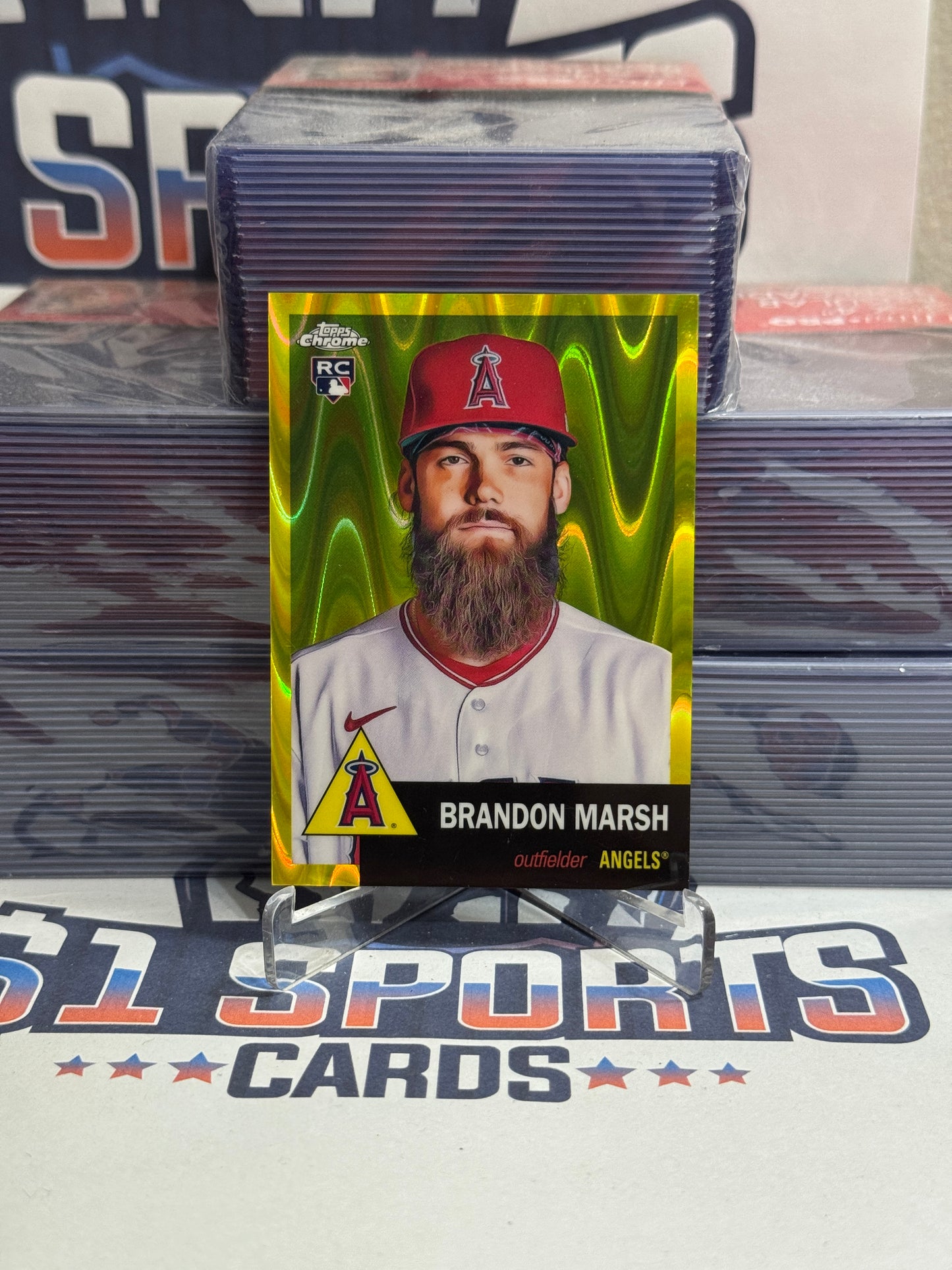 2022 Topps Chrome Platinum (Yellow RayWave Refractor 162/250) Brandon Marsh Rookie #203