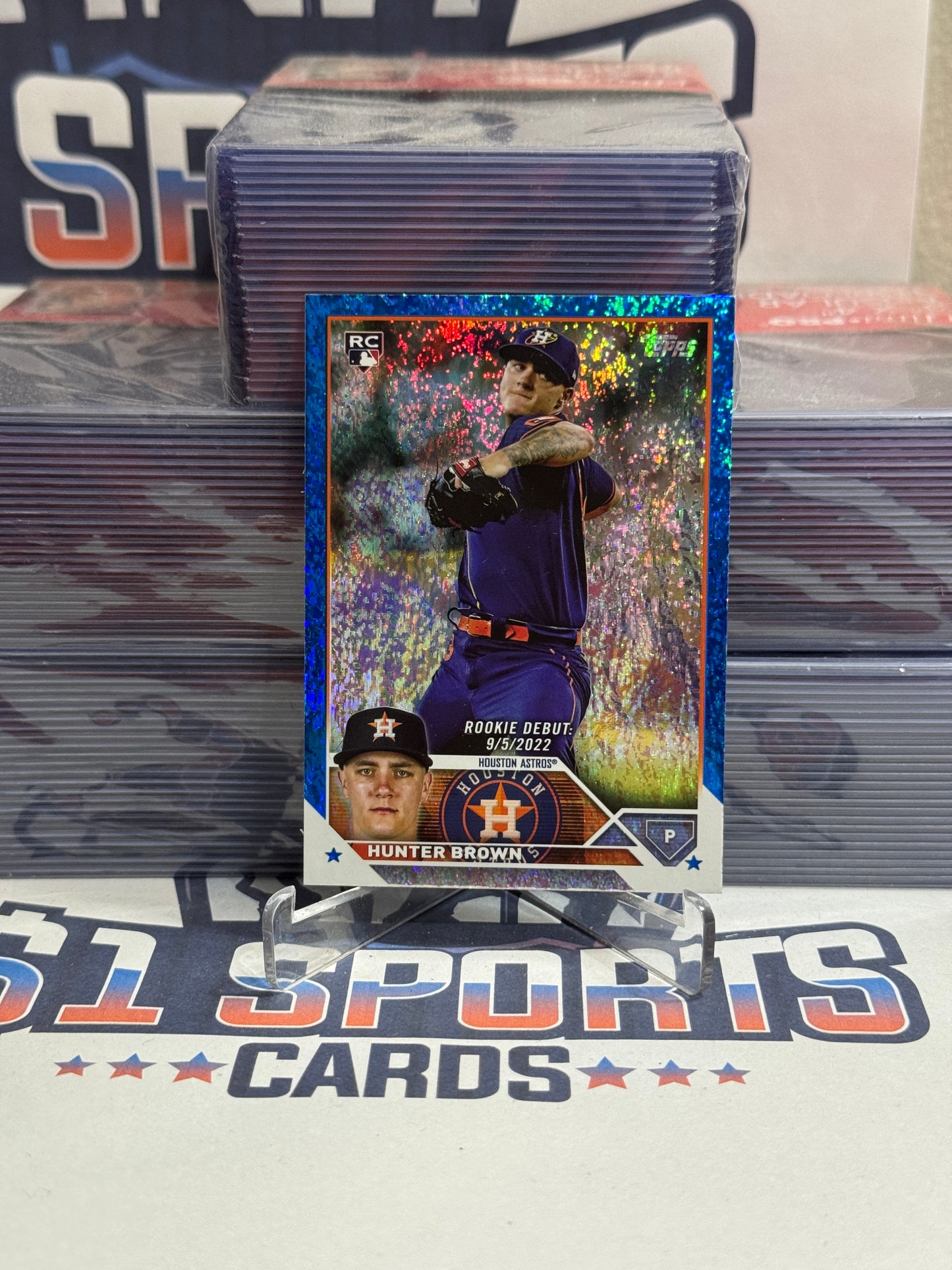 2023 Topps Update (Blue Foil, MLB Debut 563/999) Hunter Brown Rookie #US315