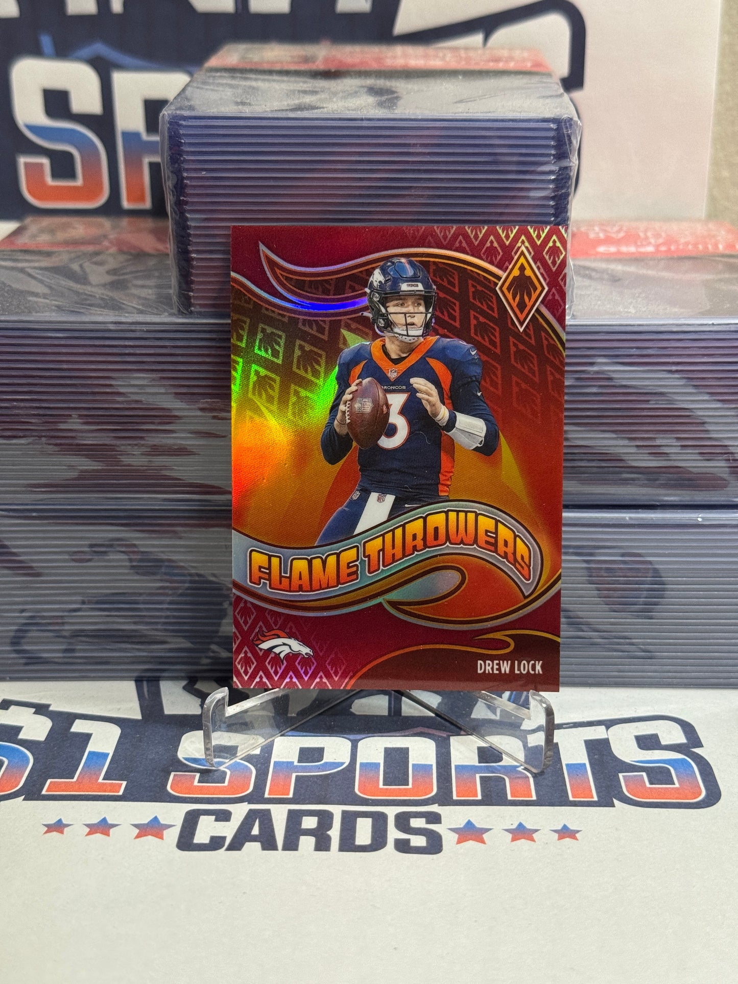 2021 Panini Phoenix (Red Prizm, Flame Throwers 22/199) Drew Lock #FT-10