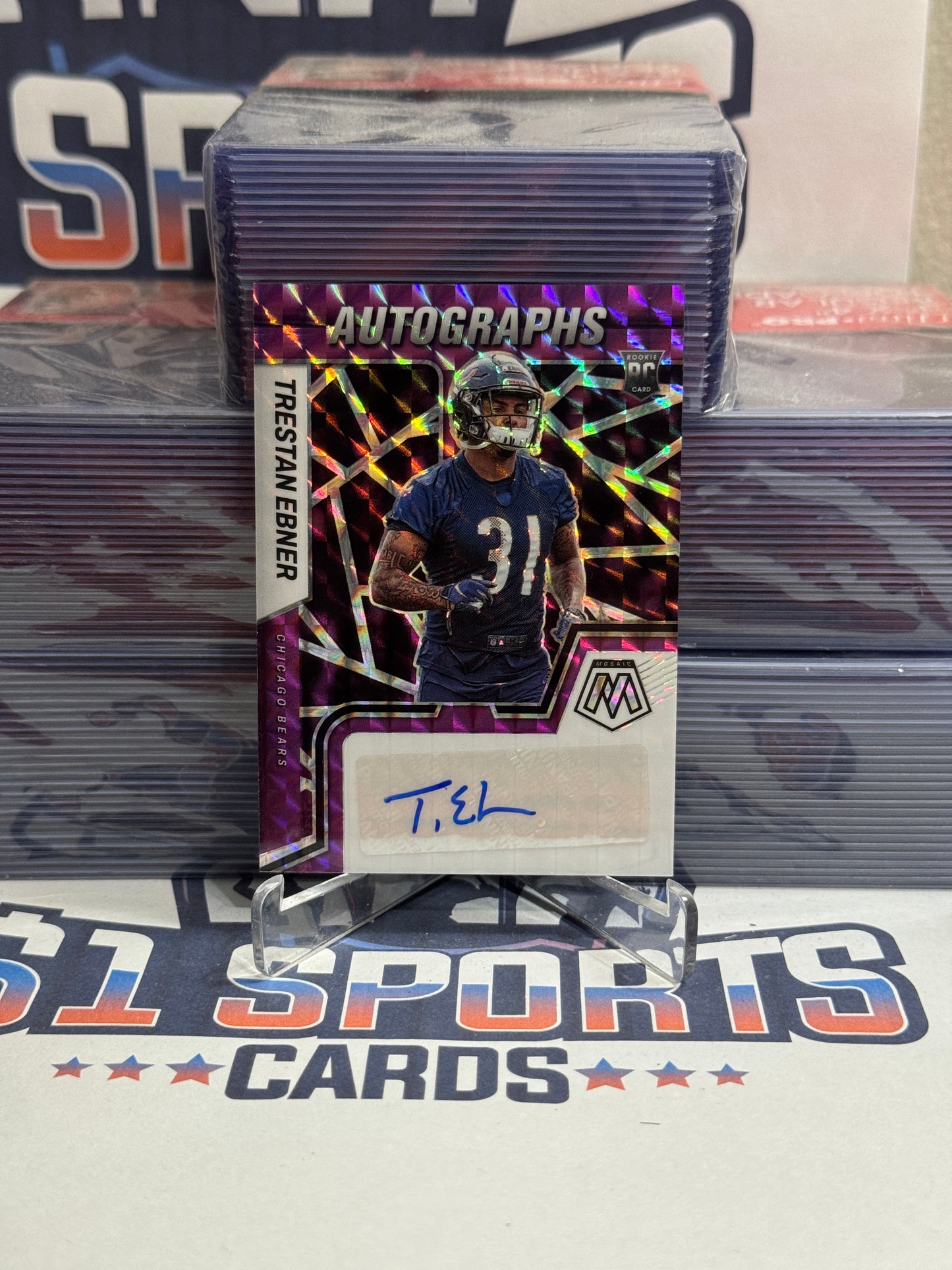 2022 Panini Mosaic (Purple Prizm, Auto 15/49) Trestan Ebner Rookie #RAM-TE