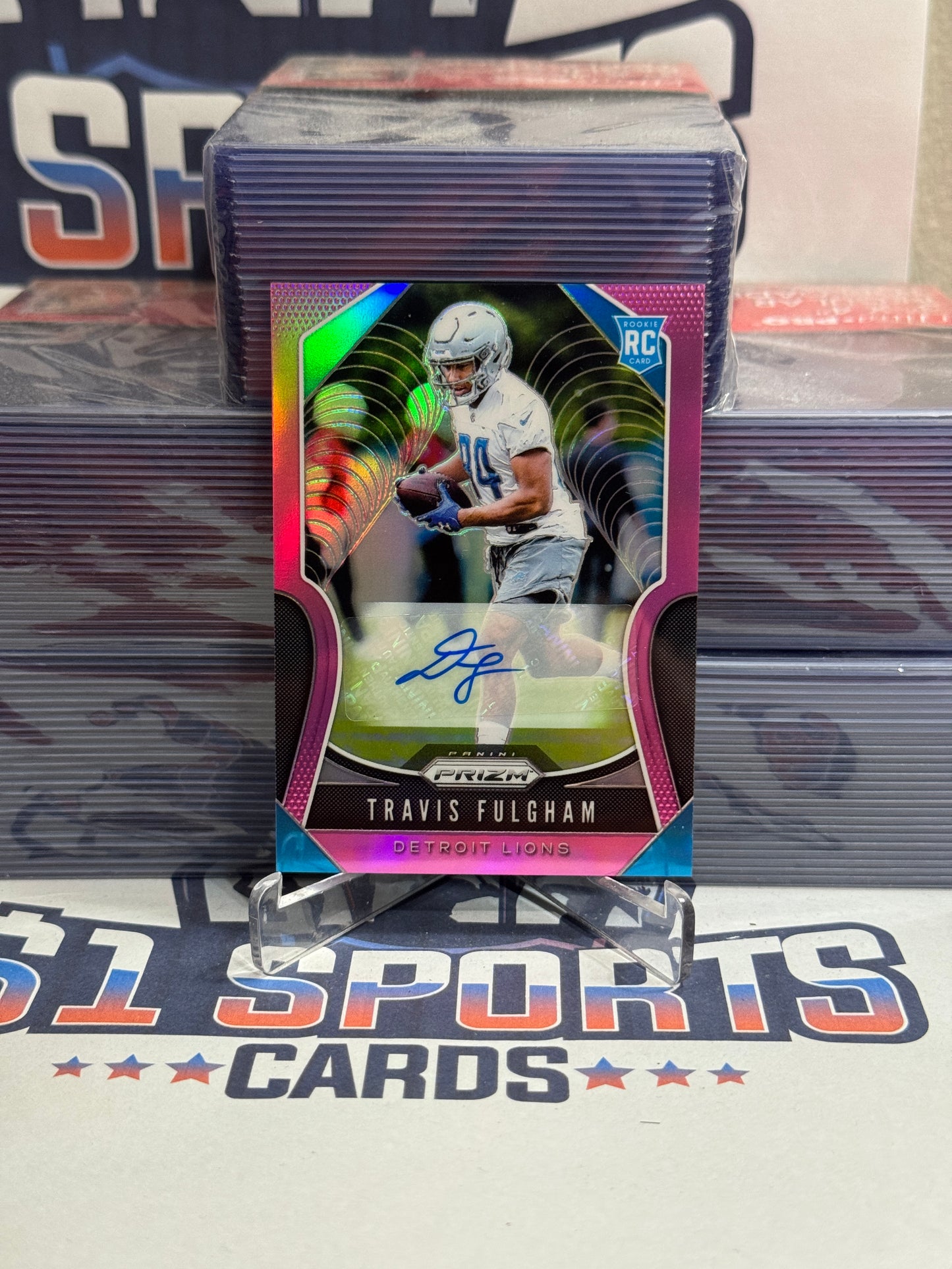 2019 Panini Prizm (Pink Prizm Auto) Travis Fulgham Rookie #359
