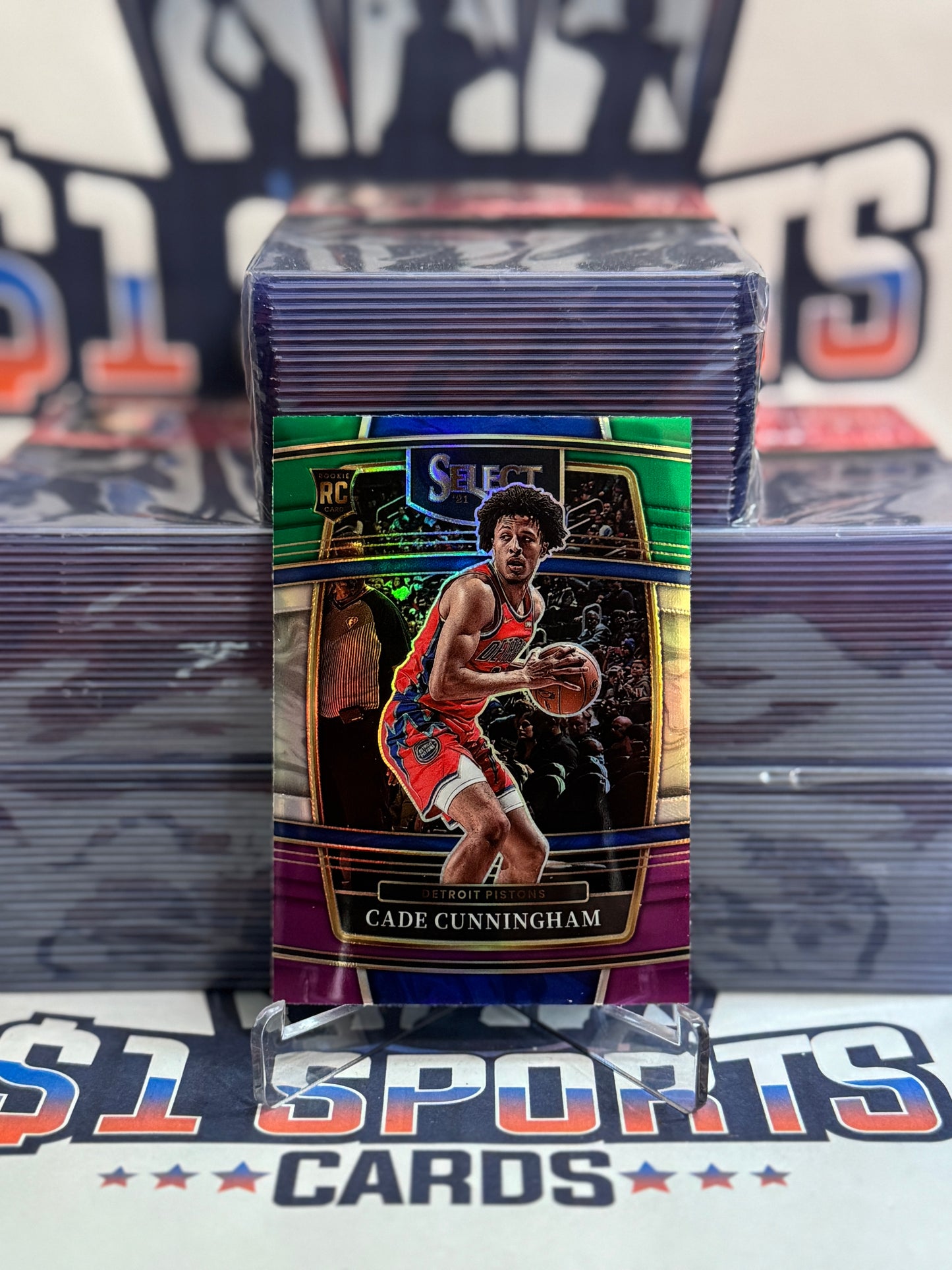 2021 Panini Select (Purple White Green Prizm) Cade Cunningham Rookie #11
