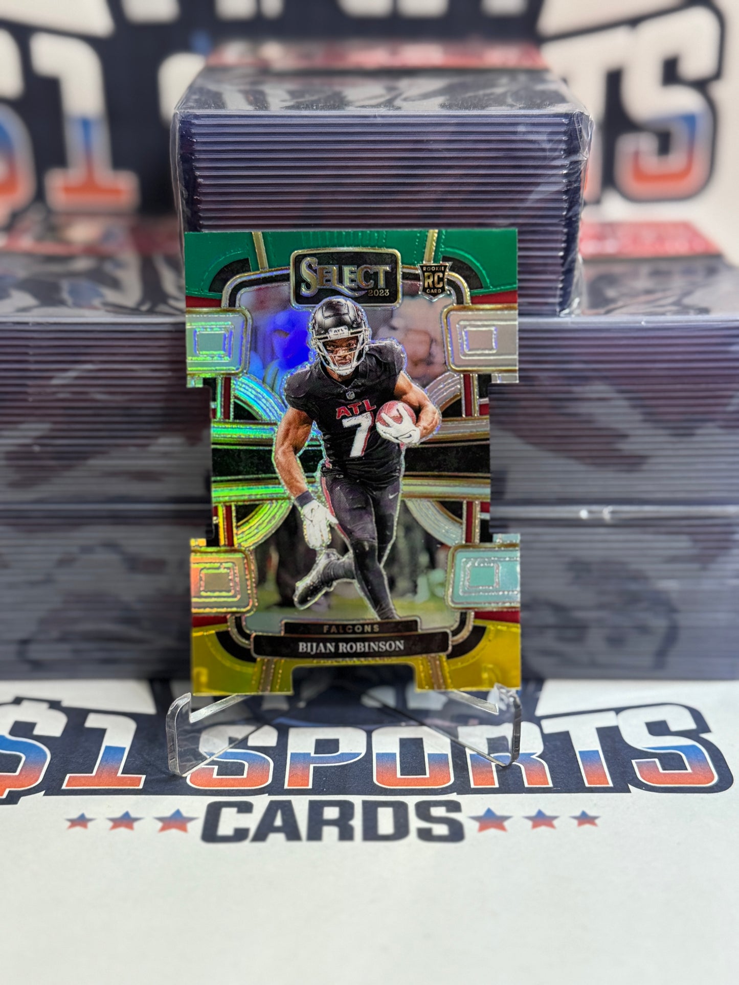 2023 Panini Select (Green Yellow Die Cut Prizm) Bijan Robinson Rookie #4