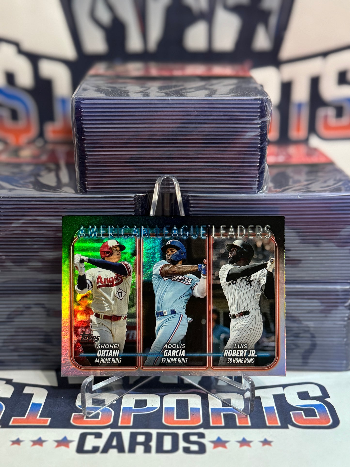2024 Topps (Rainbow, AL HR Leaders) Shohei Ohtani, Adolis Garcia, Luis Robert #179