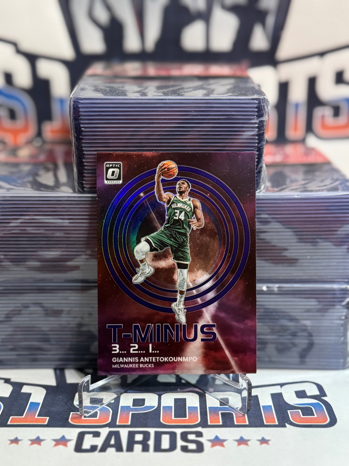 2022 Donruss Optic (Purple Prizm, T-Minus 3, 2, 1) Giannis Antetokounmpo #6