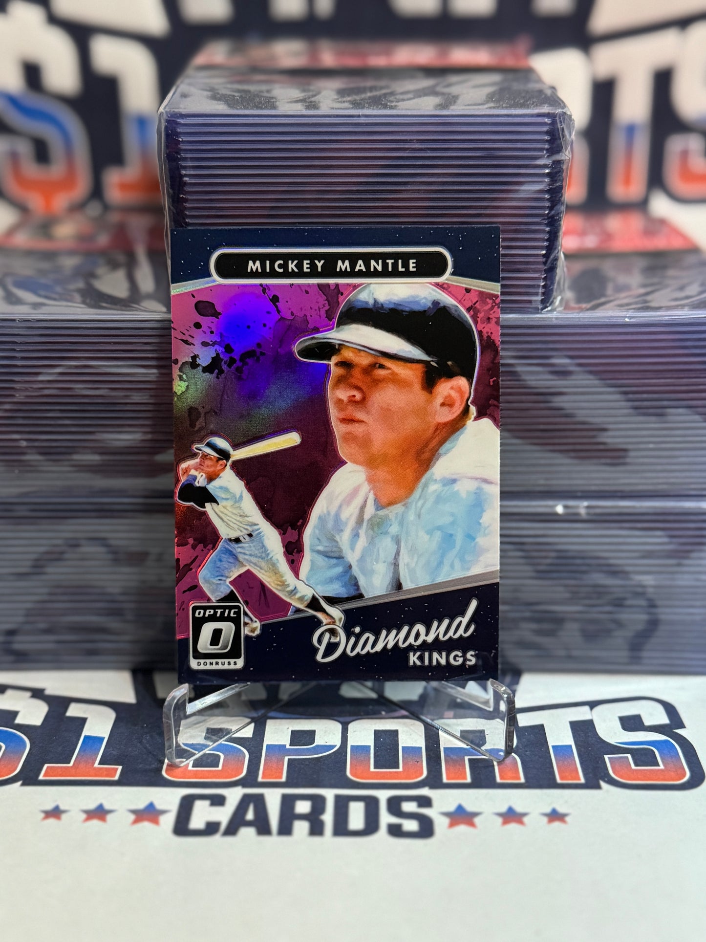 2017 Donruss Optic (Pink Prizm, Diamond Kings) Mickey Mantle #7