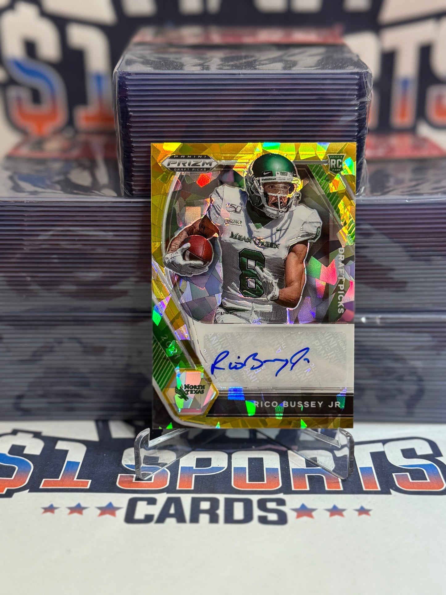 2021 Panini Prizm Draft Picks (Gold Ice Prizm, Auto) Rico Bussey Jr. Rookie #DPA-RBJ