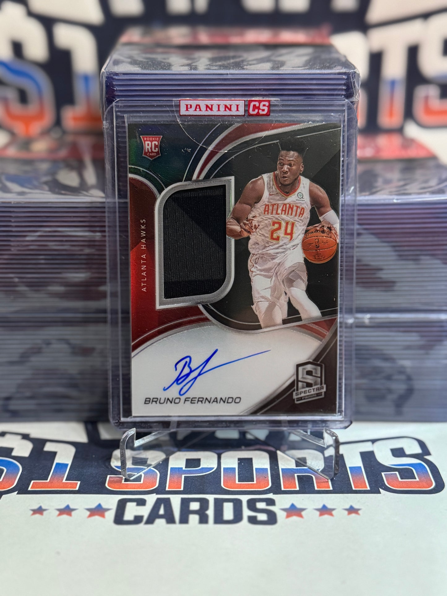 2018 Panini Spectra (Red Prizm, Rookie Patch Auto Relic 18/149) Bruno Fernando #202