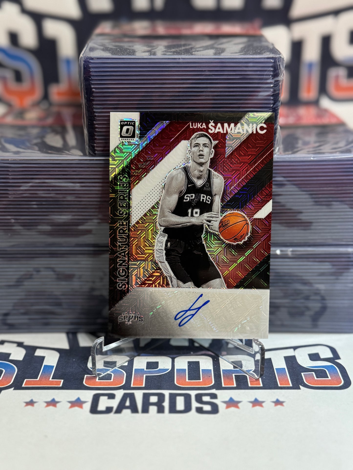 2019 Donruss Optic (Red Mojo Prizm, Signature Series Auto) Luka Samanic Rookie #SS-LSM