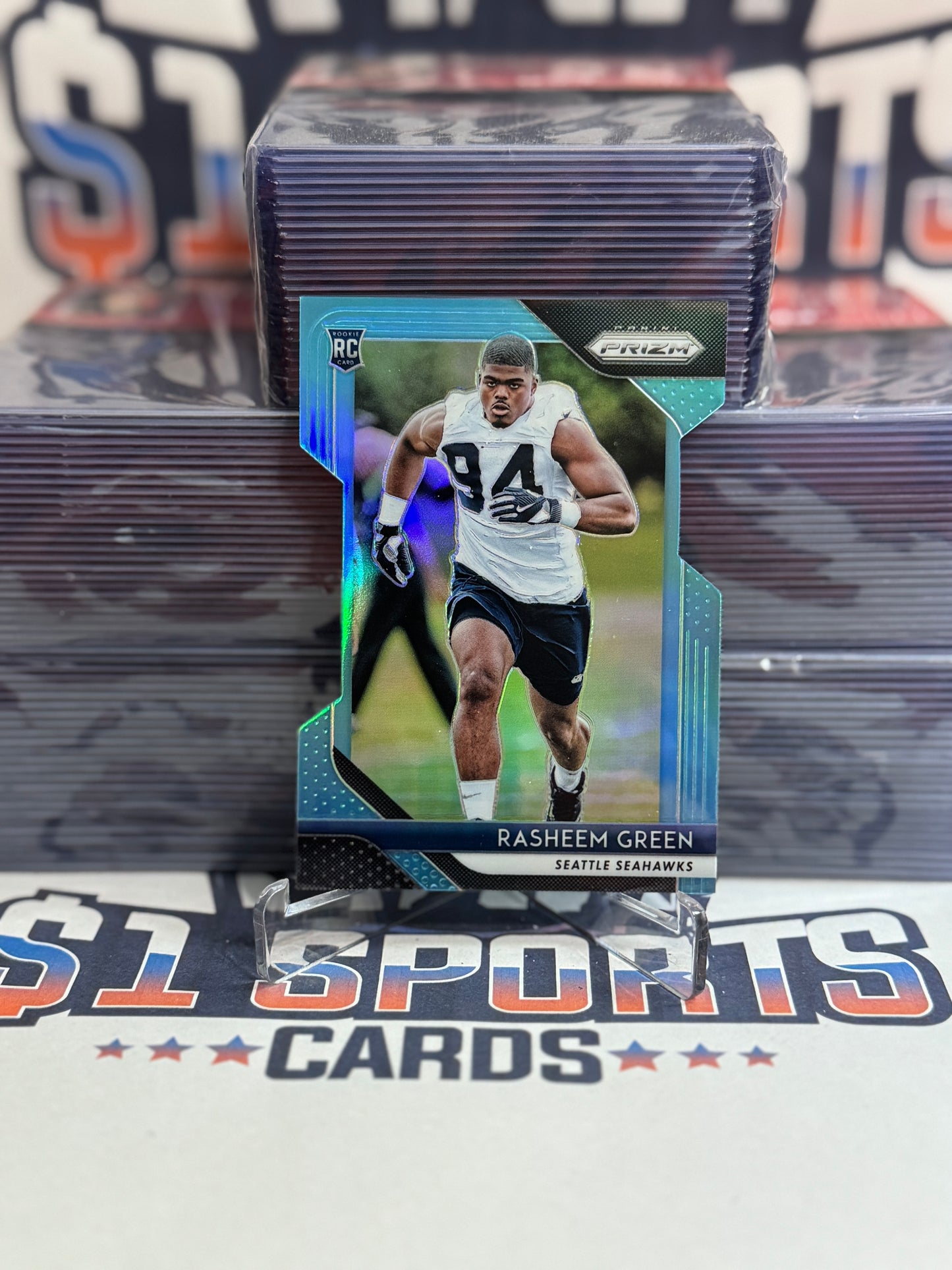 2018 Panini Prizm (Light Blue Die Cut Prizm 84/199) Rasheem Green Rookie #300