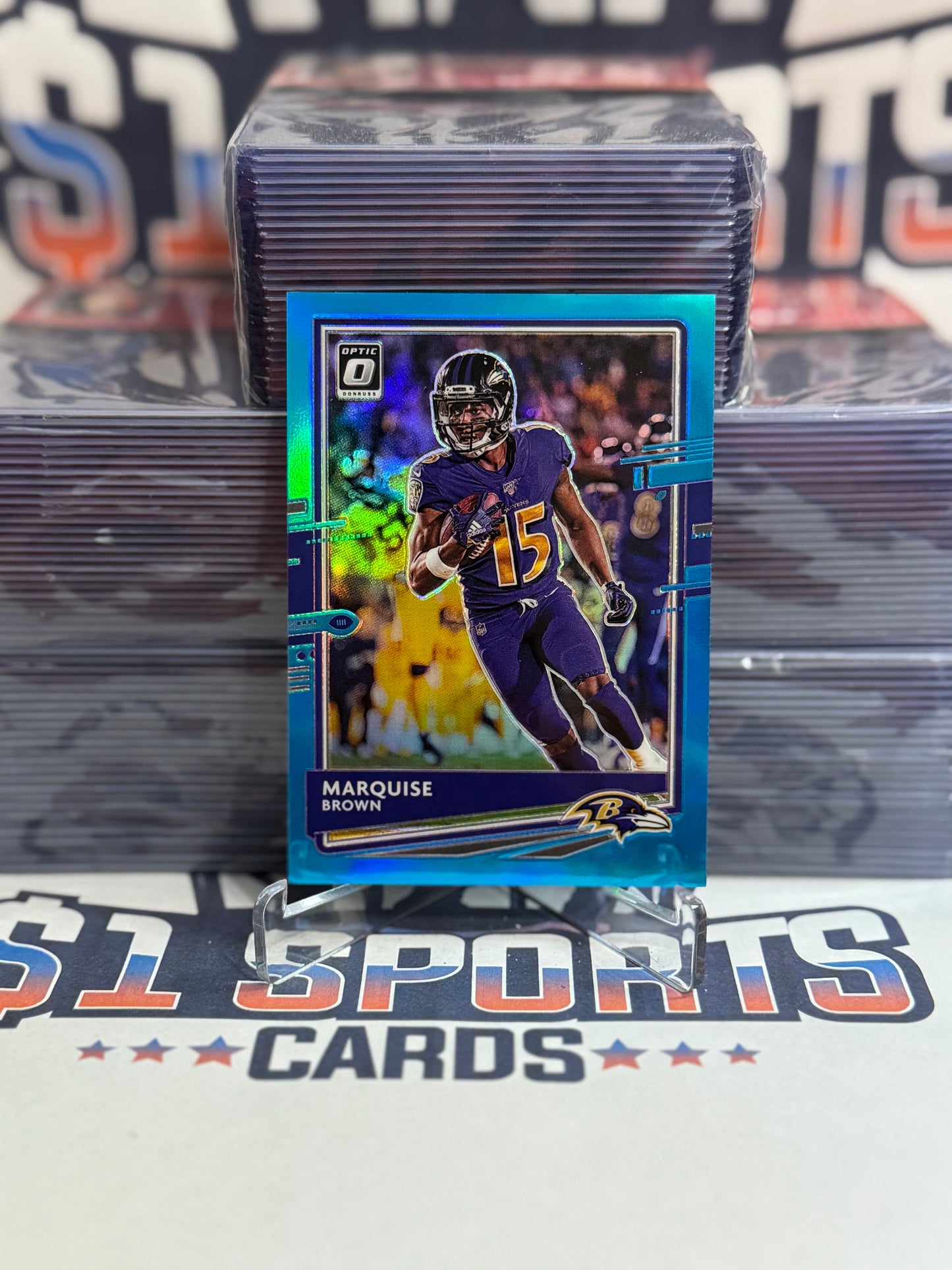 2020 Donruss Optic (Light Blue Prizm 55/299) Marquise Brown #12