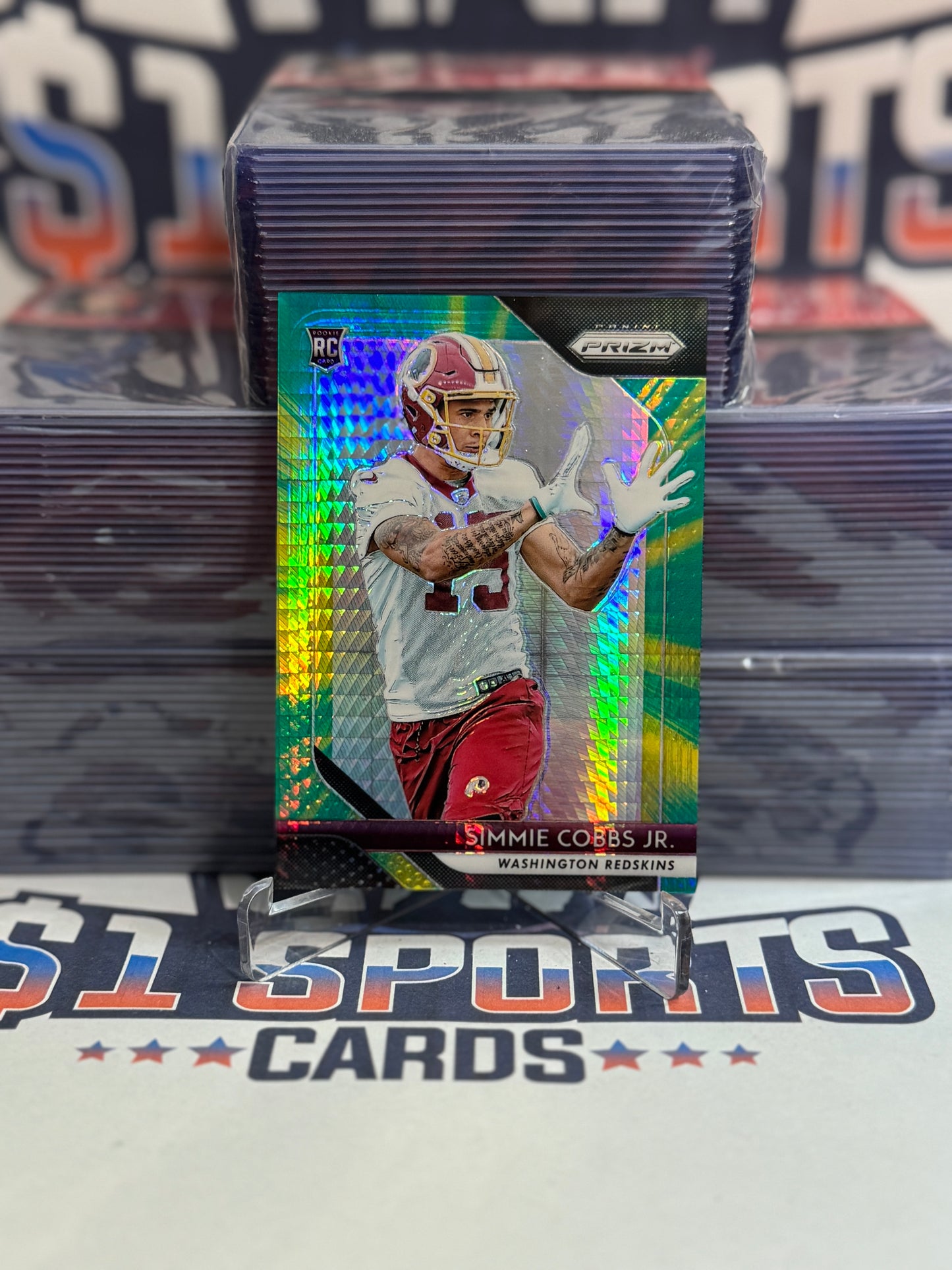2018 Panini Prizm (Green Yellow Pulsar Prizm 120/275) Simmie Cobbs Jr. Rookie #298
