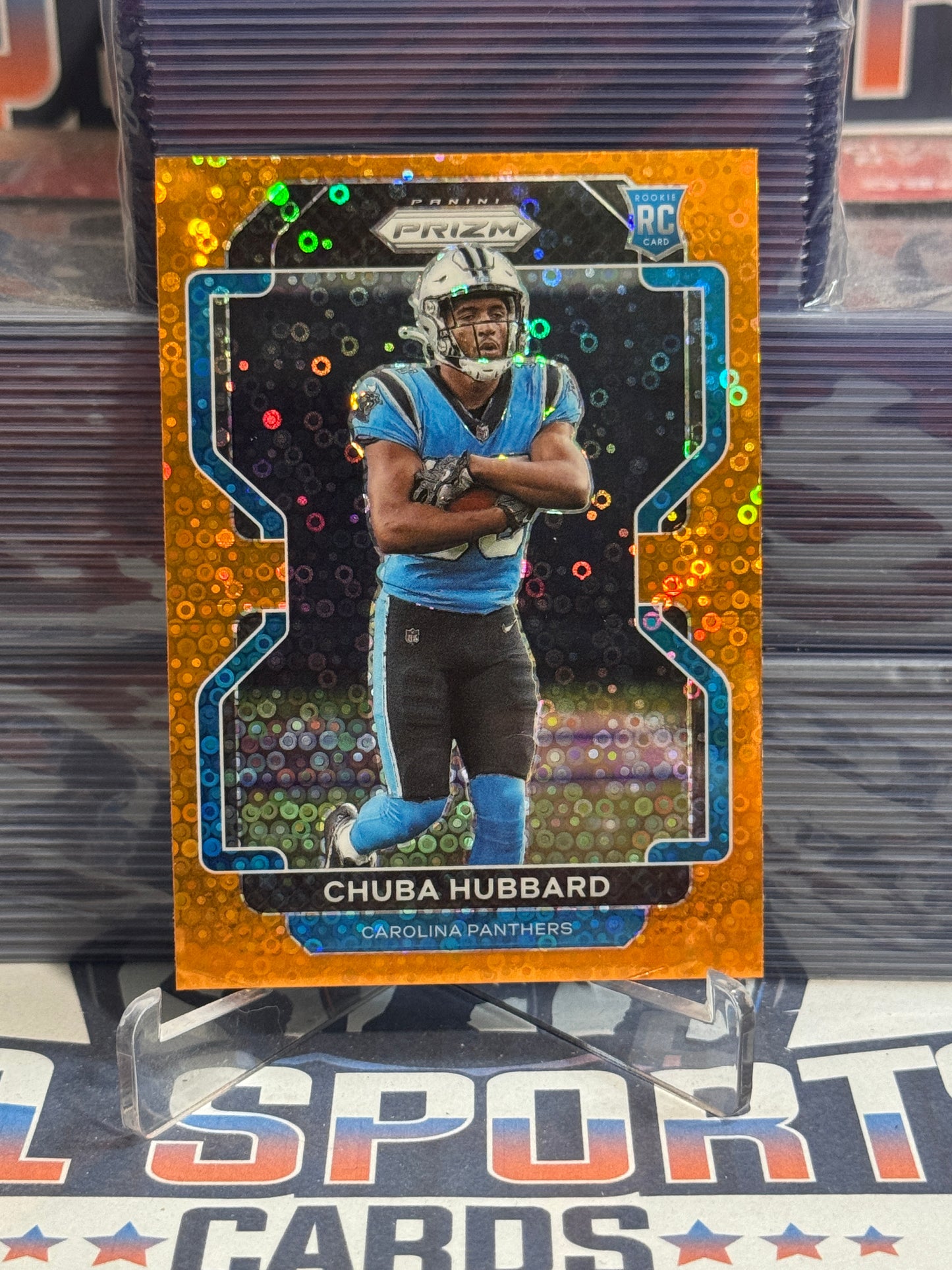 2021 Panini Prizm (Orange Disco Prizm) Chuba Hubbard Rookie #355