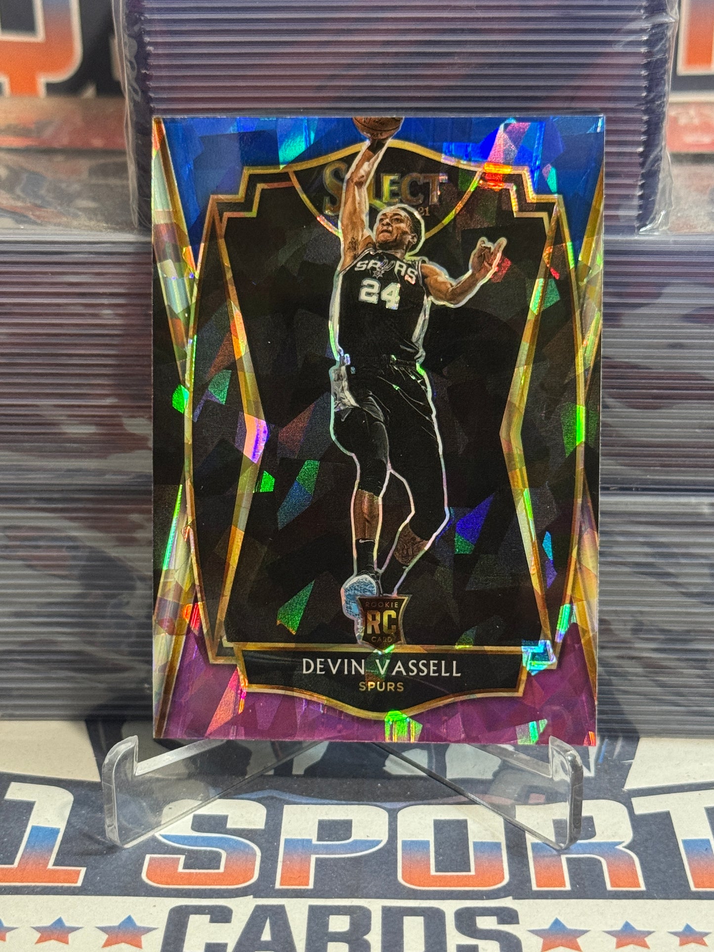 2020 Panini Select (Purple White Blue Ice Prizm) Devin Vassell Rookie #179
