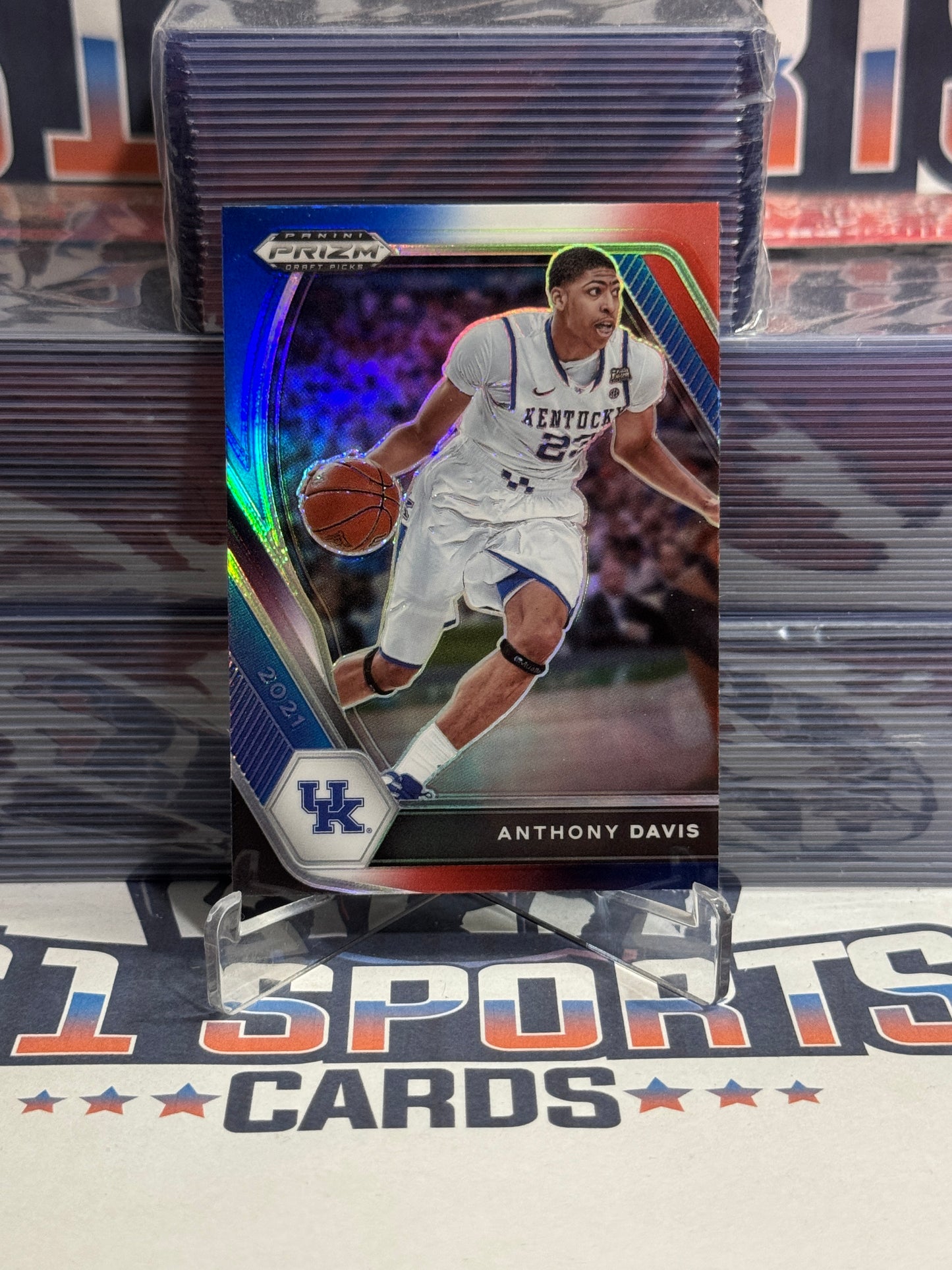 2021 Panini Prizm Draft Picks (Red White Blue Prizm) Anthony Davis #58