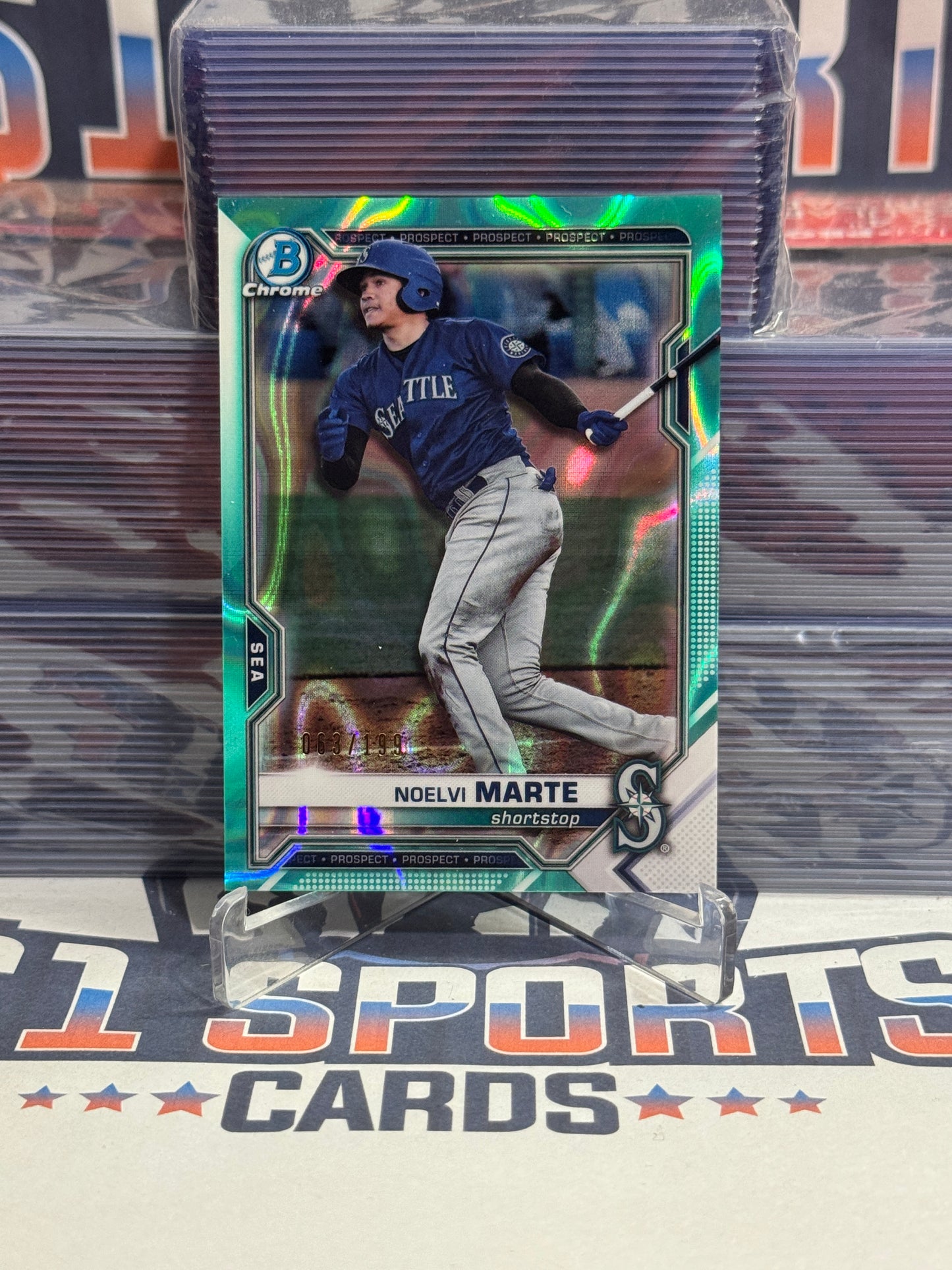 2021 Bowman Draft Chrome (Teal Raywave Refractor 63/199) Noelvi Marte #BDC-147