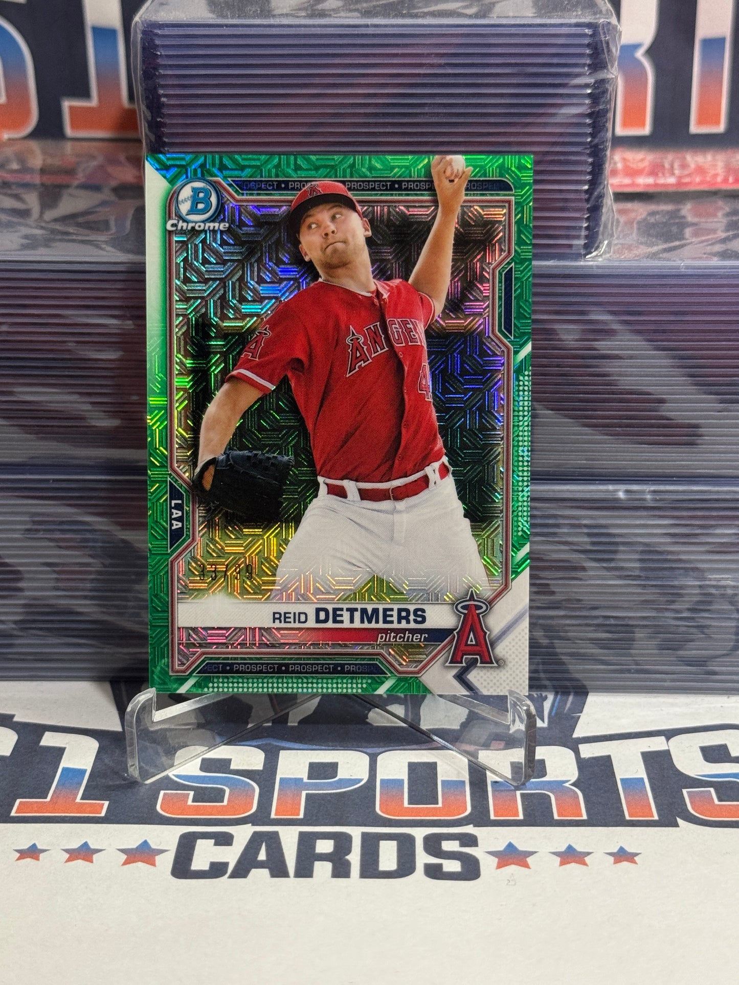 2021 Bowman Chrome Prospects (Green Mojo Refractor 33/99) Reid Detmers #BCP-26