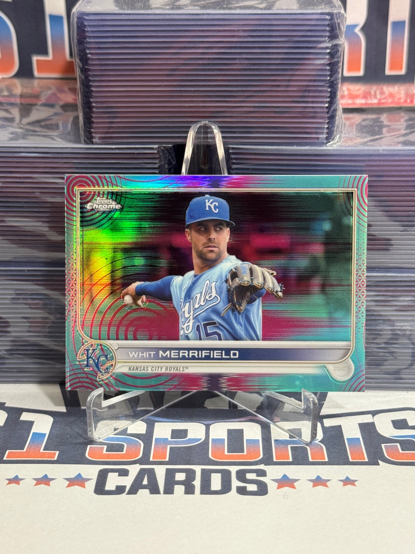 2022 Topps Chrome Sonic (Aqua Pink Refractor 54/199) Whit Merrifield #154