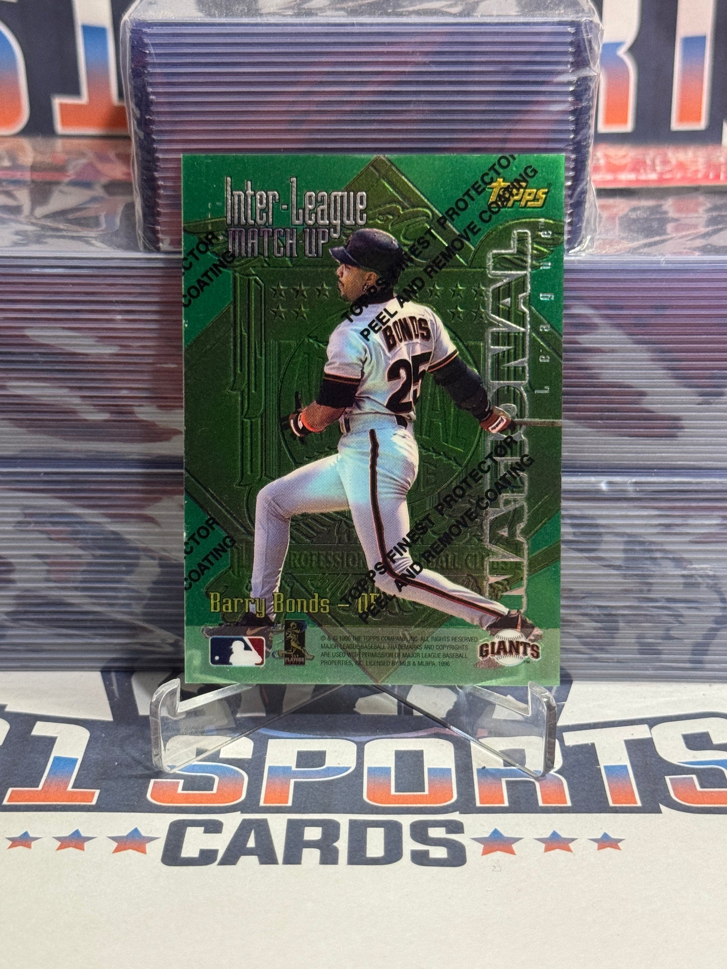 1996 Topps Finest (Inter League Match Up) Barry Bonds & Mark McGwire #ILM1
