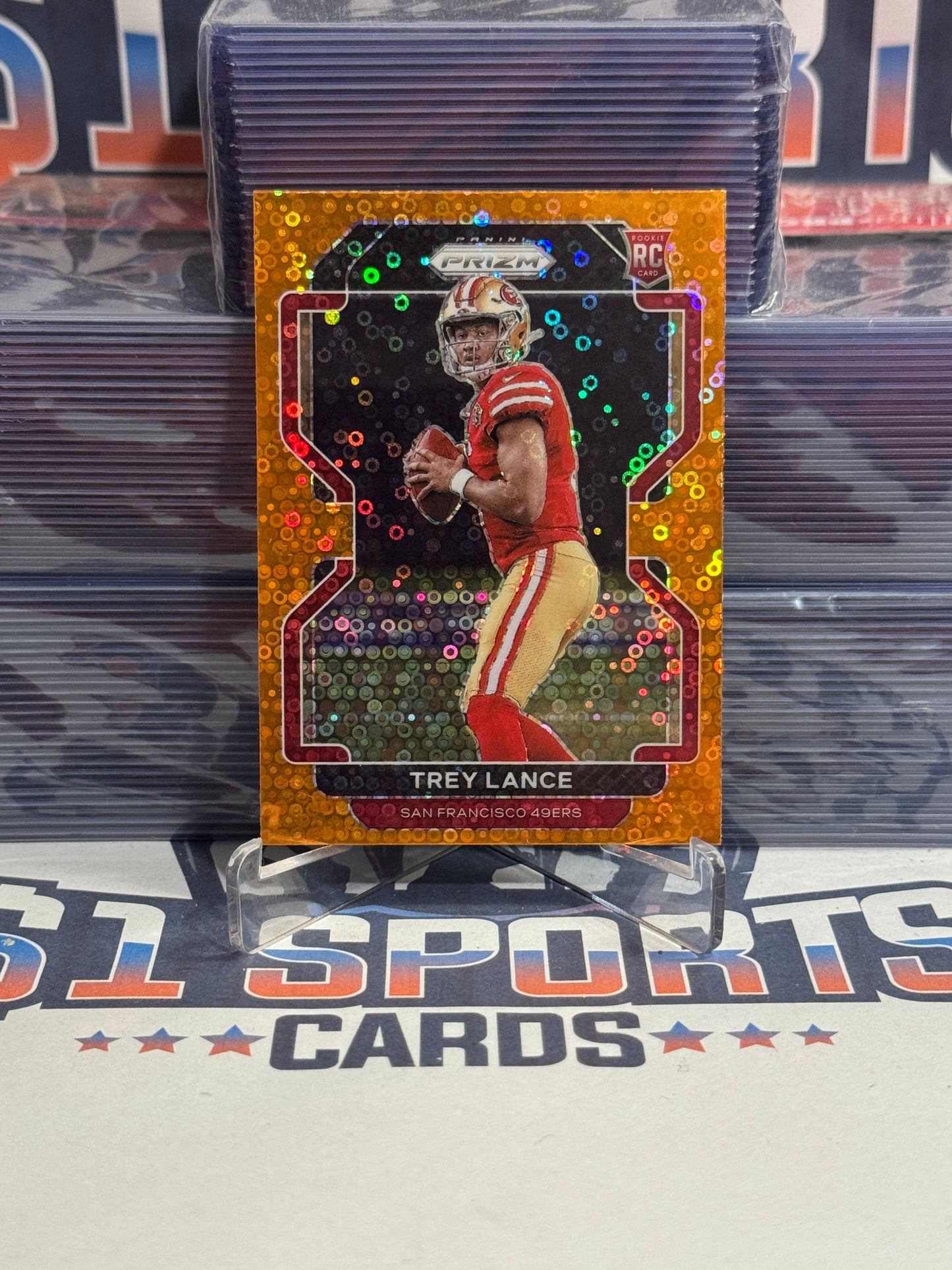 2021 Panini Prizm (Orange Disco Prizm) Trey Lance Rookie #333