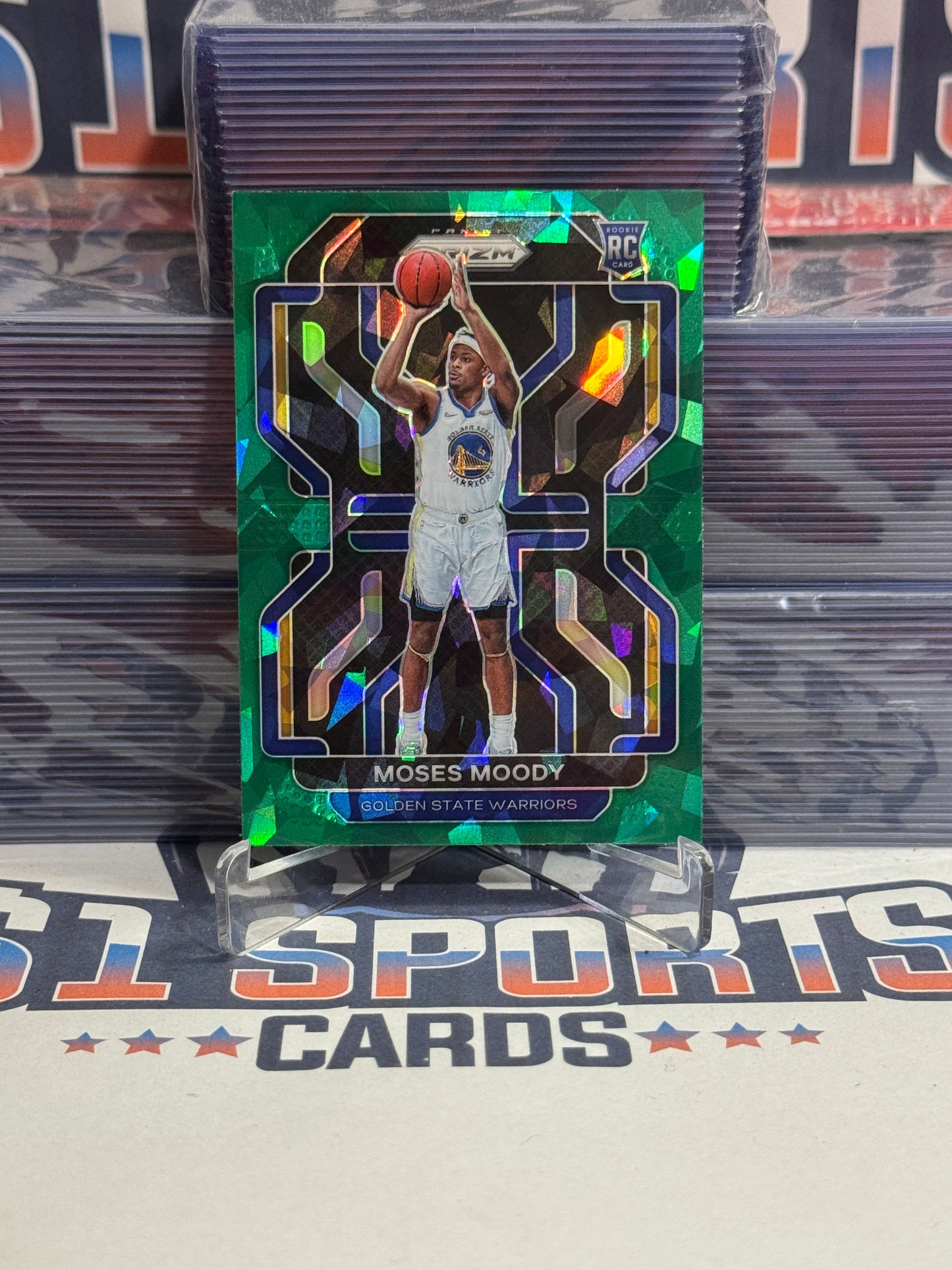 2021 Panini Prizm (Green Ice Prizm) Moses Moody Rookie #308