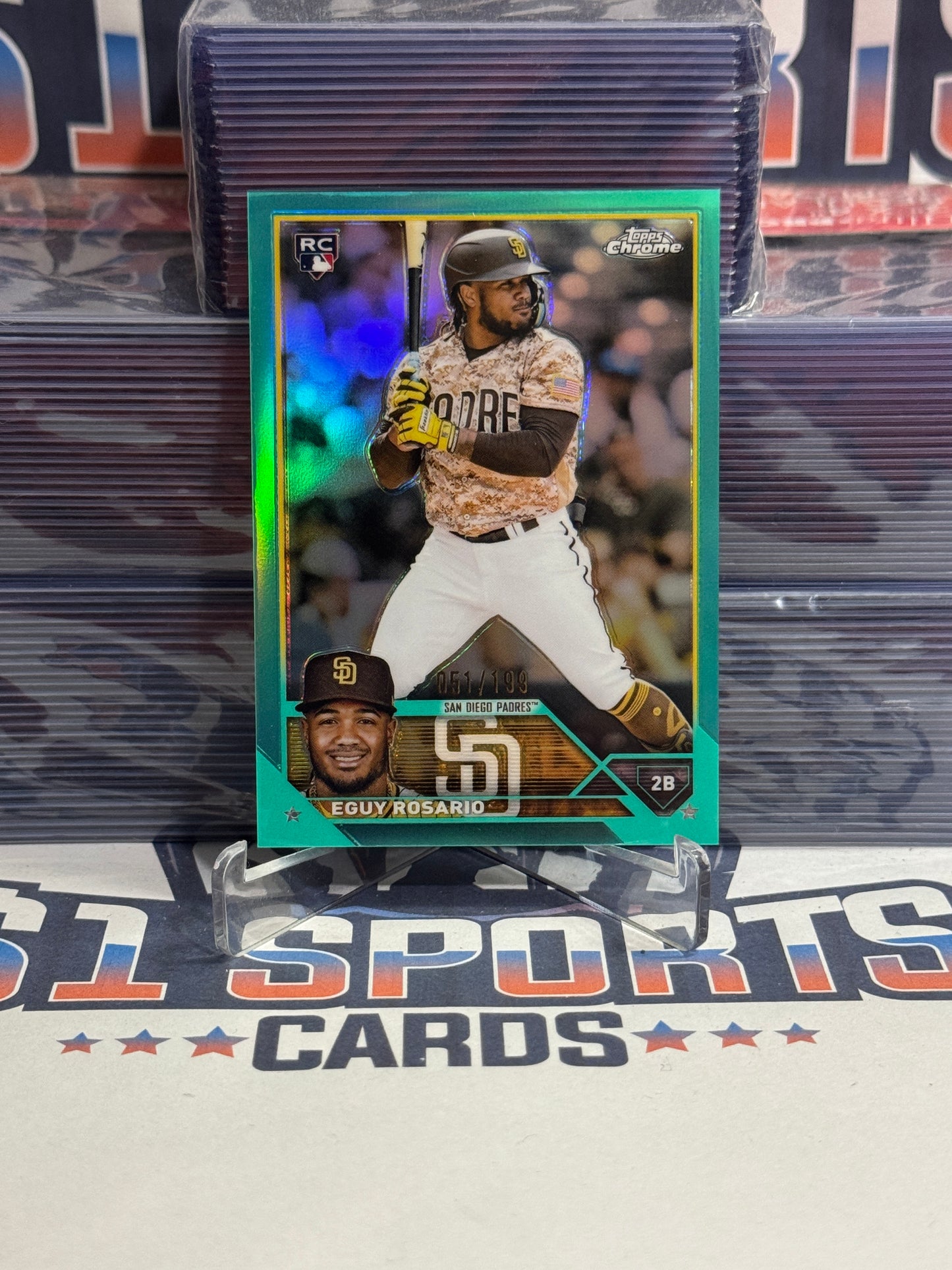 2024 Topps Chrome (Teal Refractor 51/199) Eguy Rosario Rookie #184