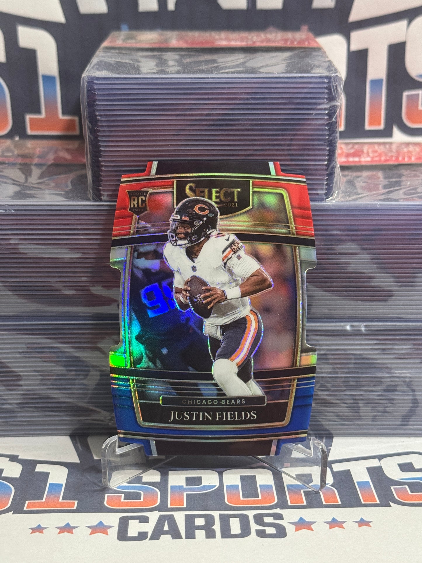 2021 Panini Select (Red White Blue Die Cut Prizm) Justin Fields Rookie #50