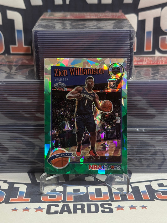 2019 Hoops Premium Stock (Green Ice Prizm, Tribute) Zion Williamson Rookie #296