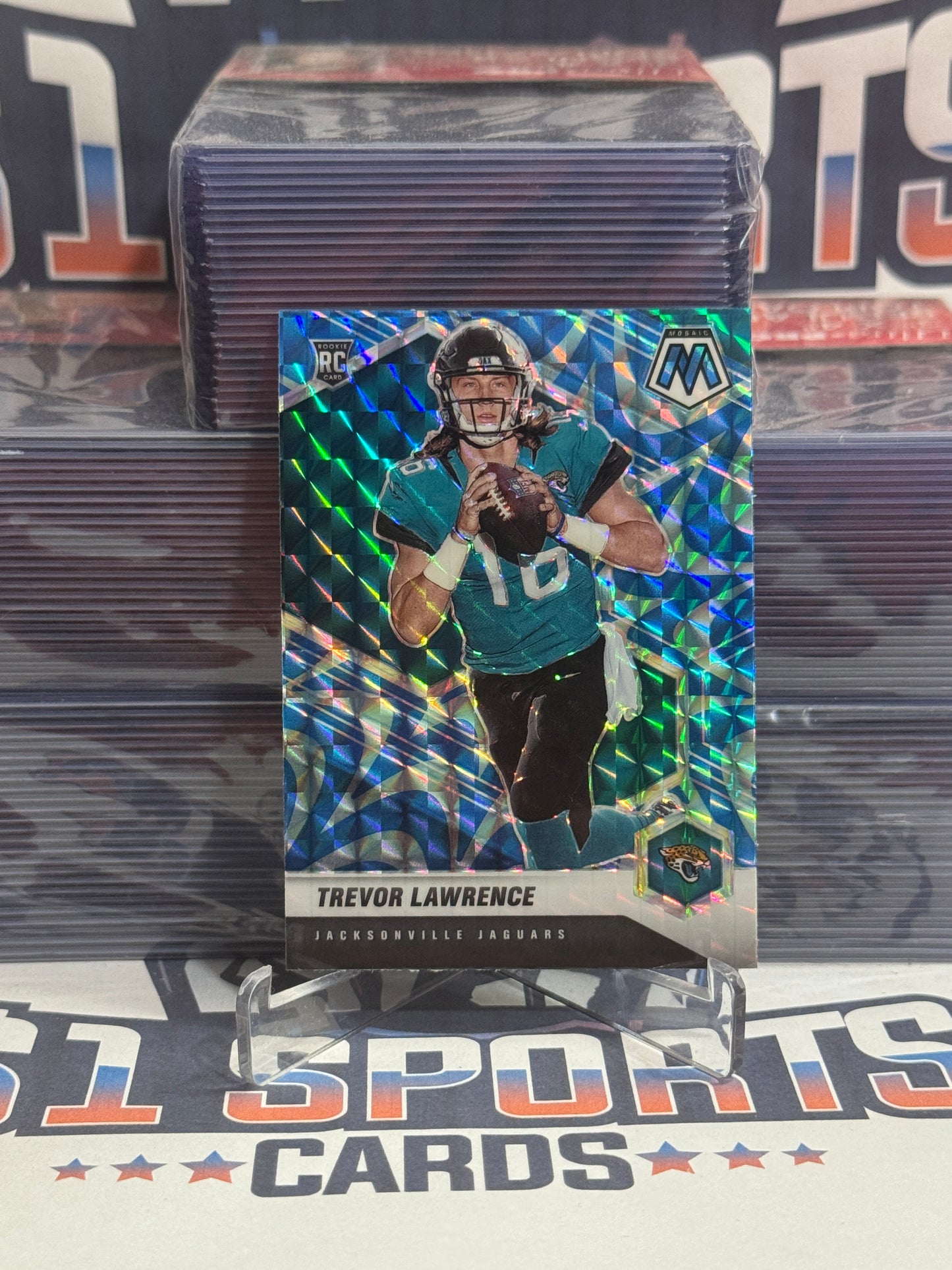 2021 Panini Mosaic (Blue Reactive Prizm) Trevor Lawrence Rookie #301